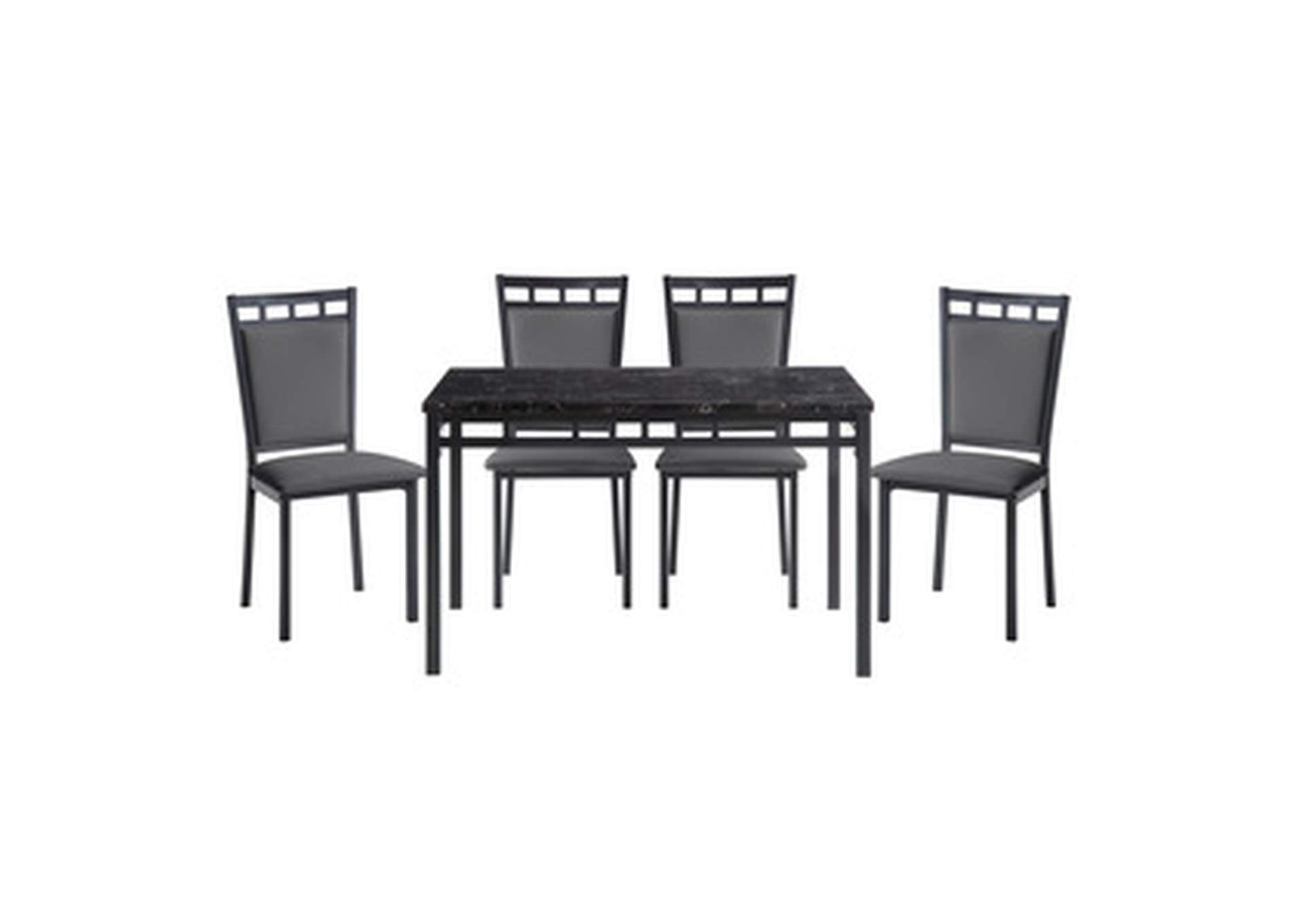 5 Piece Dining Set, Faux Mrble Top,Homelegance