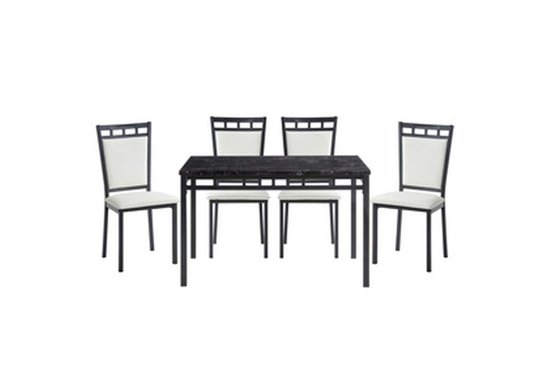 5 Piece Dining Set, Faux Mrble Top,Homelegance