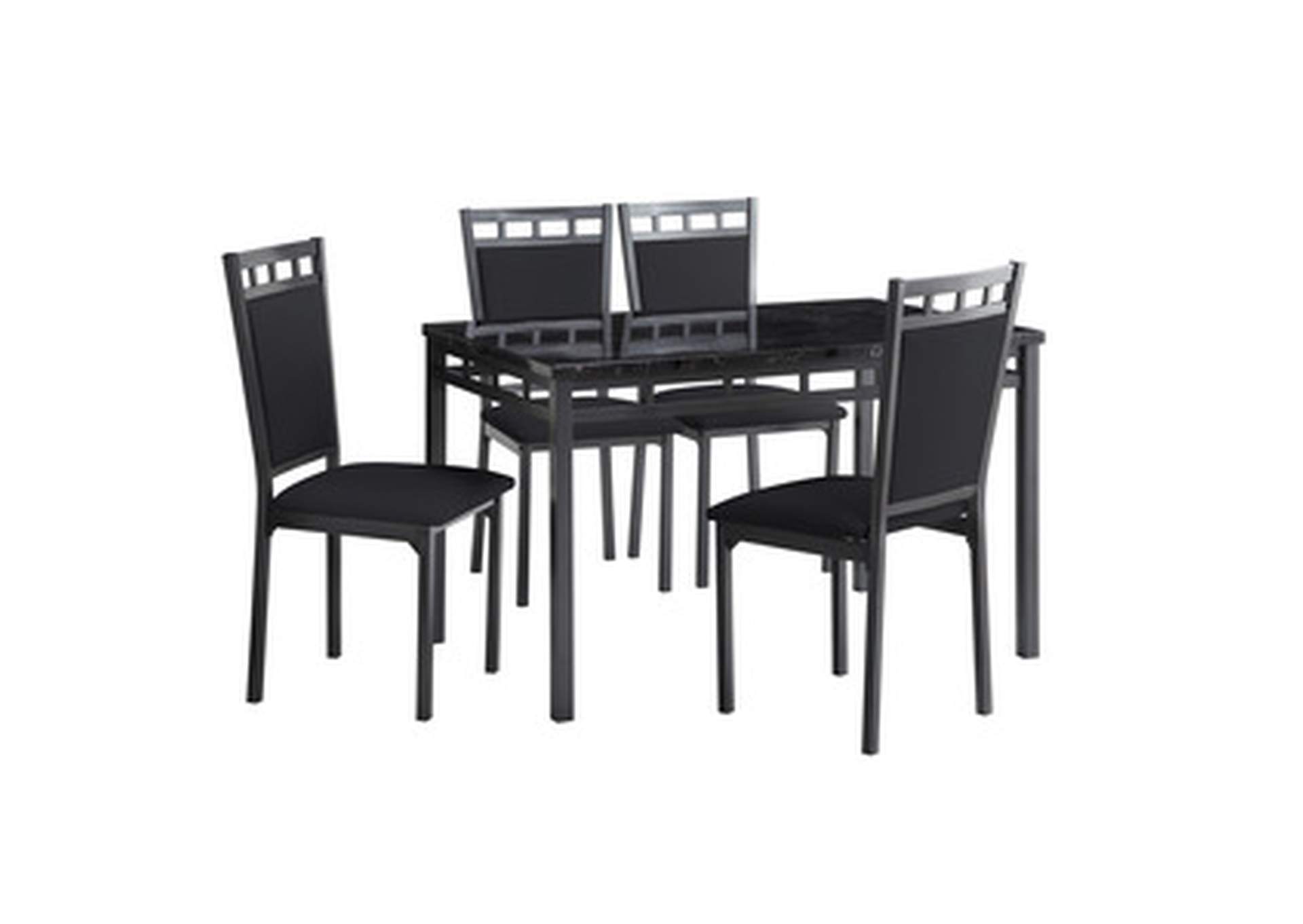 5 Piece Dining Set, Faux Mrble Top,Homelegance