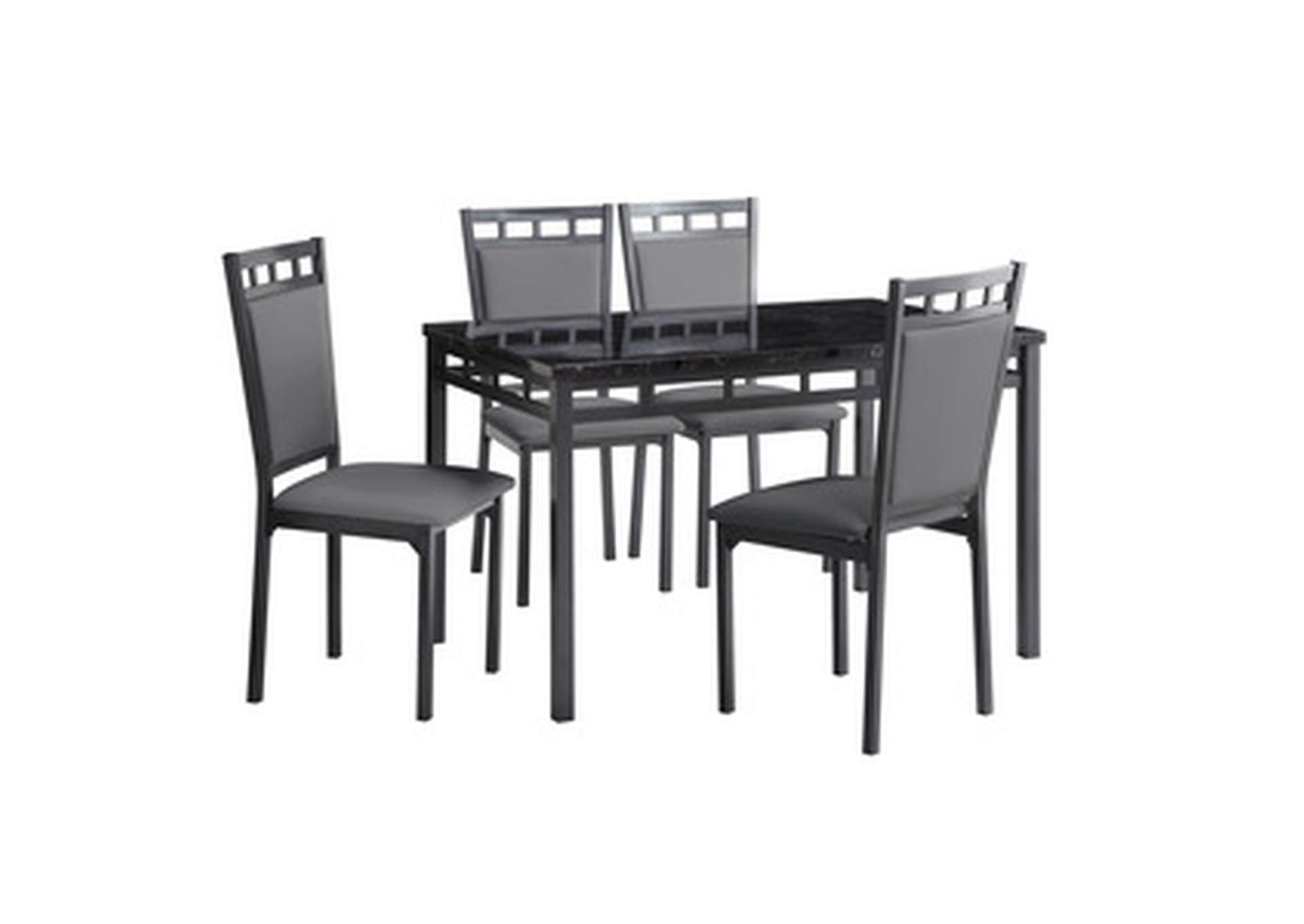 5 Piece Dining Set, Faux Mrble Top,Homelegance