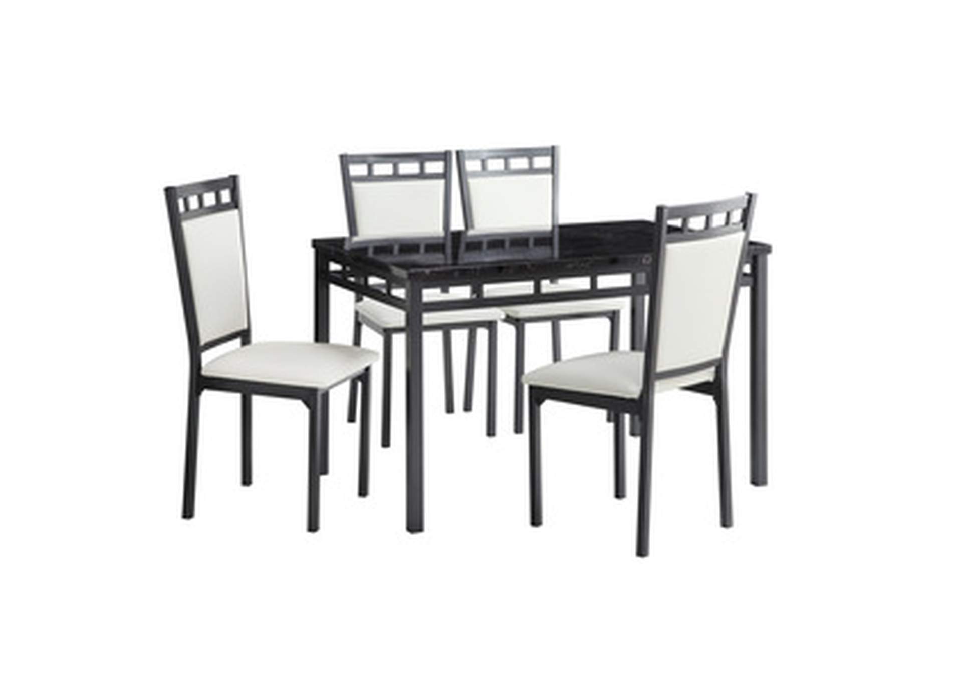 5 Piece Dining Set, Faux Mrble Top,Homelegance