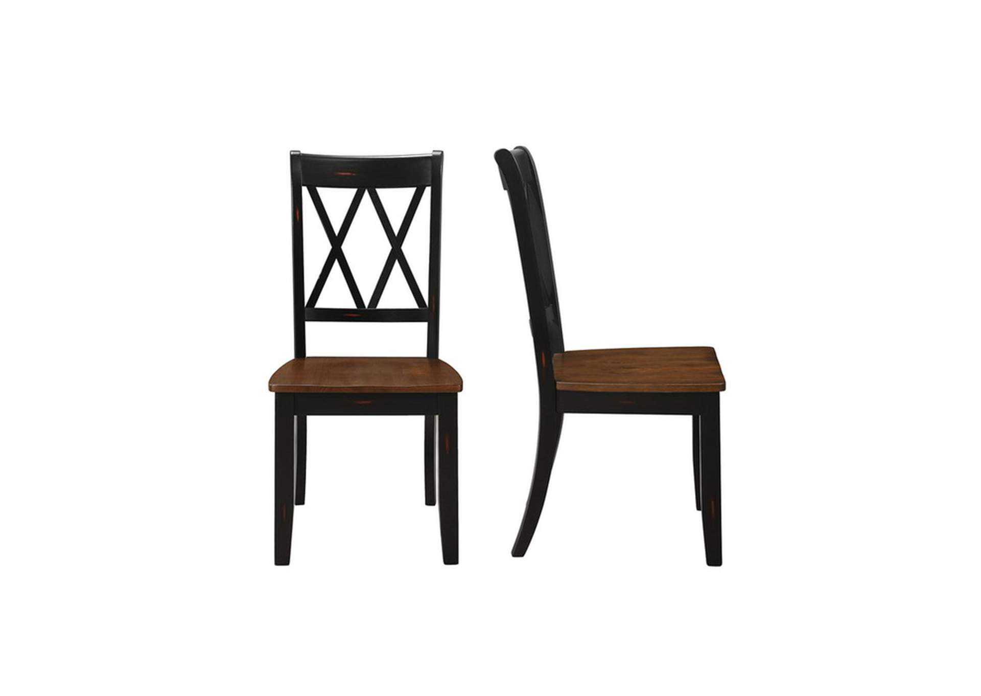 black Double X Back Side Chair, Bk,Homelegance