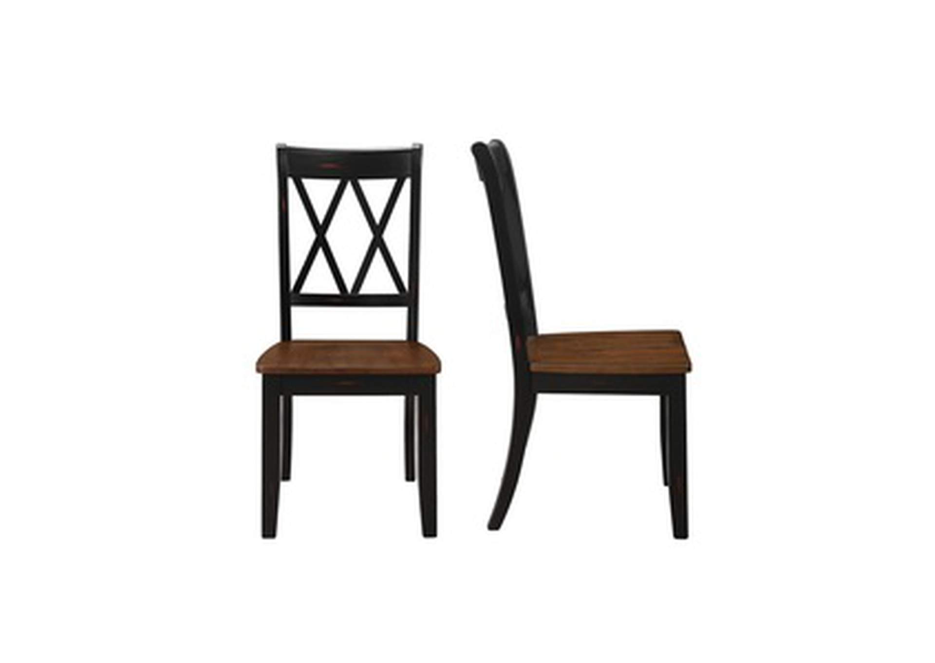 black Double X Back Side Chair, Bk,Homelegance