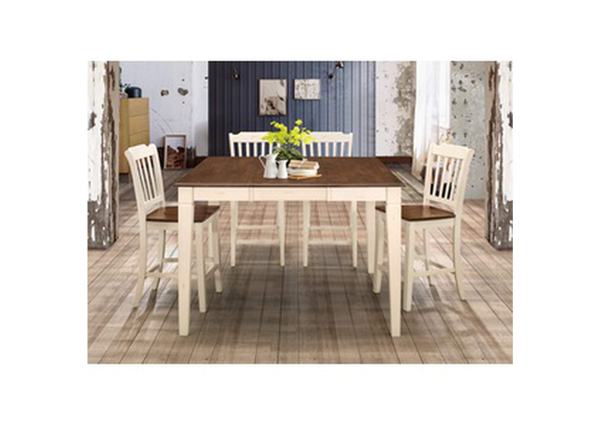 white Rect/Sq Counter Height Table W/ 18" Butfly Leaf,White,Homelegance