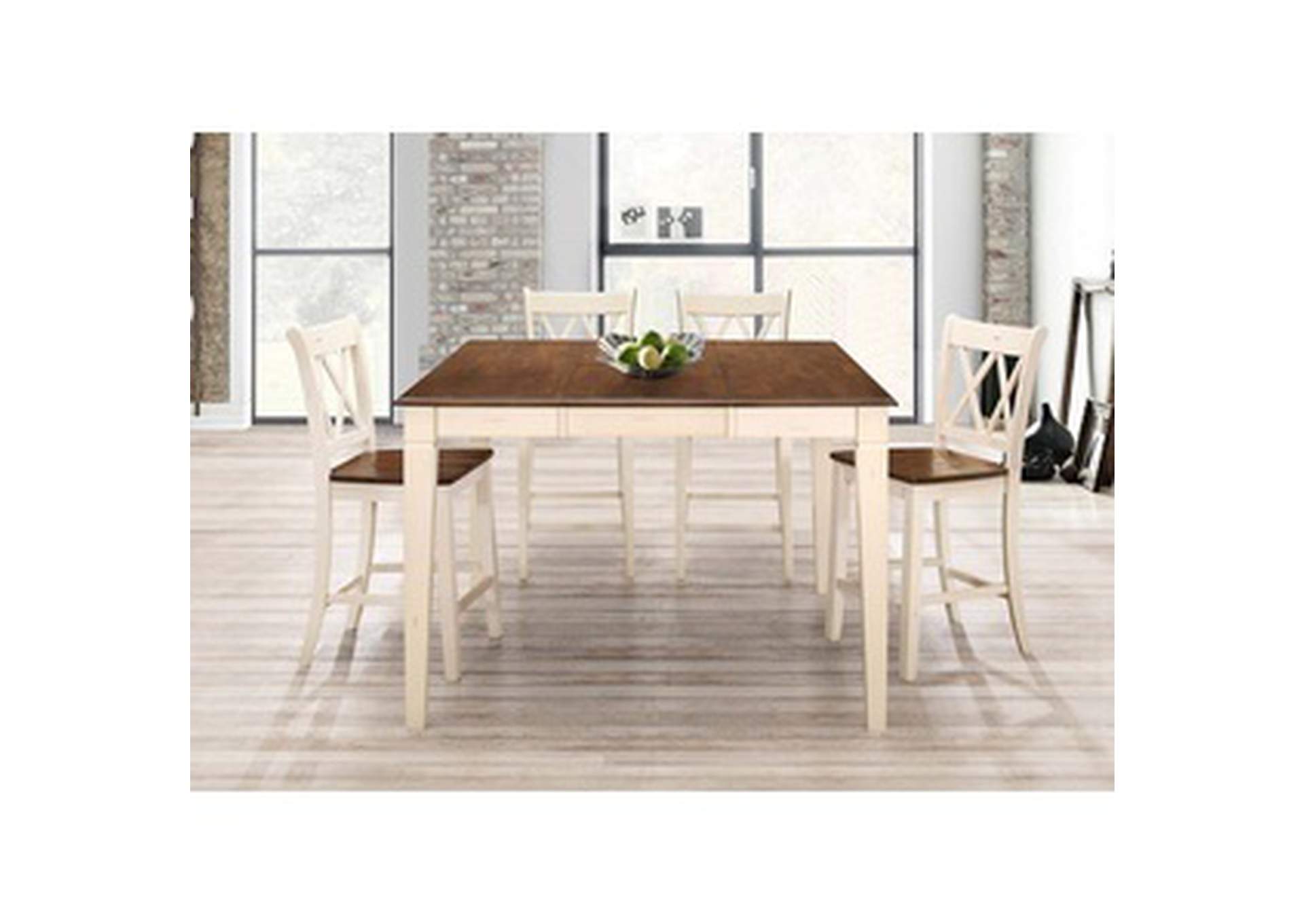 white Rect/Sq Counter Height Table W/ 18" Butfly Leaf,White,Homelegance