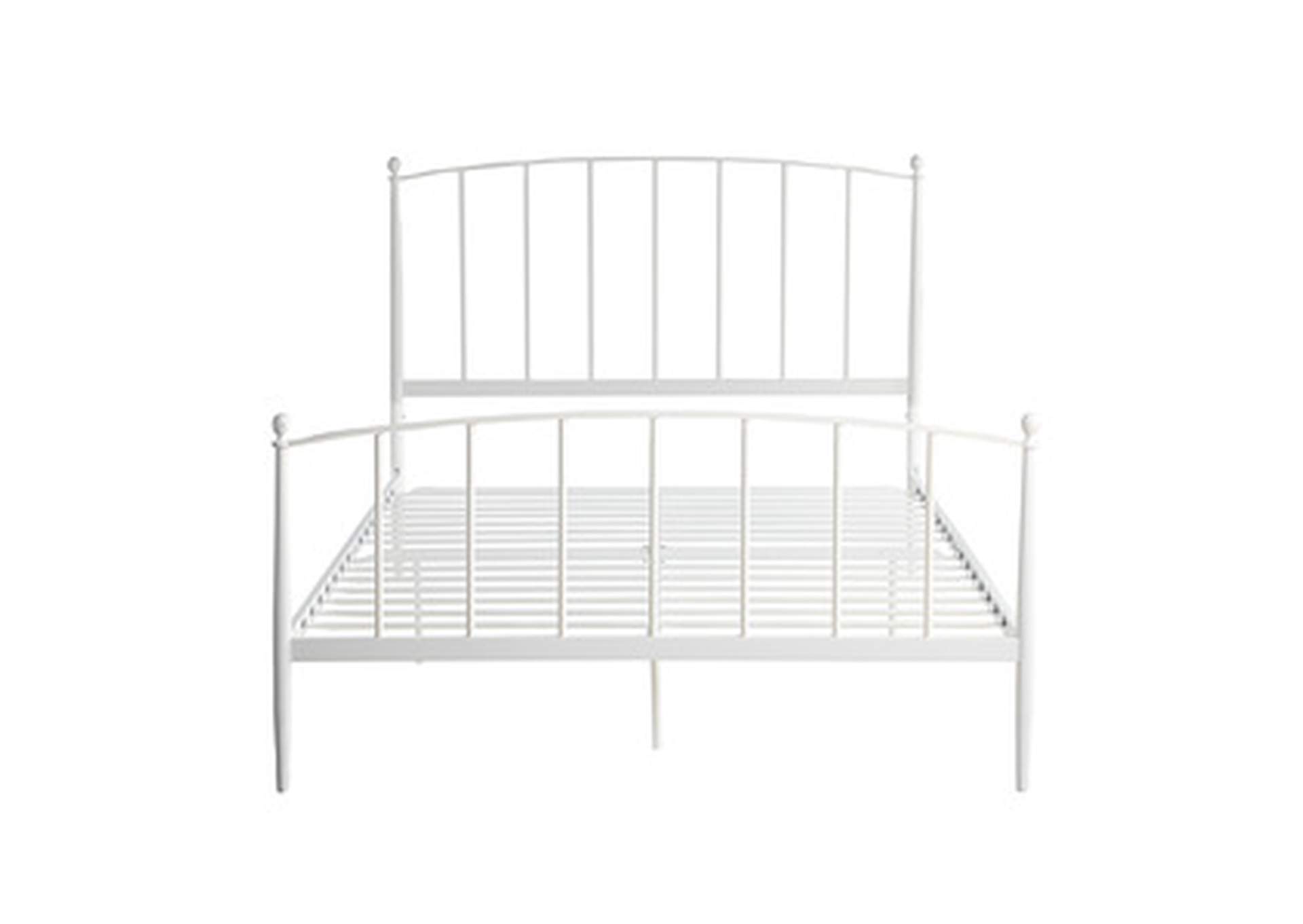 Queen Size Metal Bed, White,Homelegance