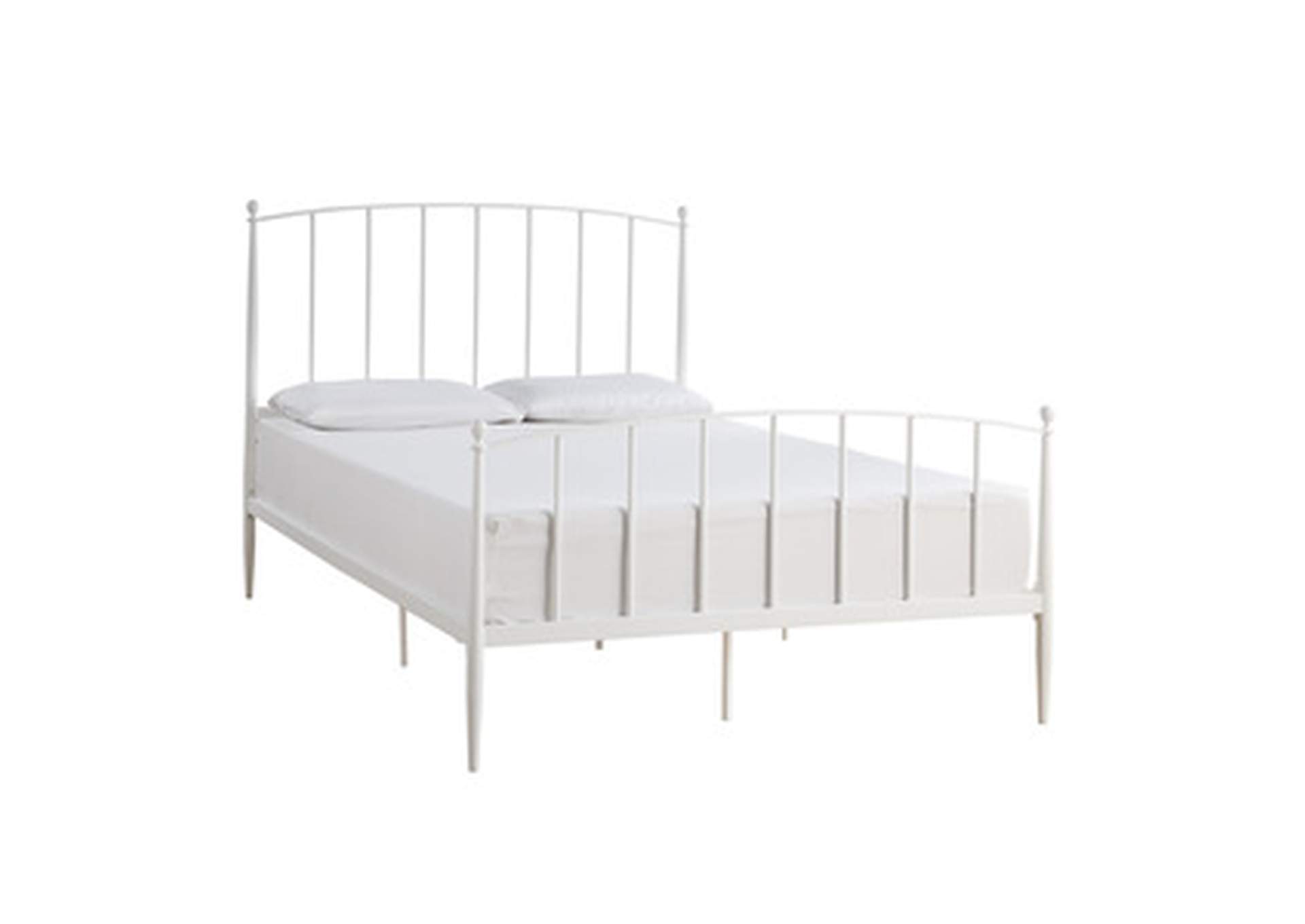 Queen Size Metal Bed, White,Homelegance