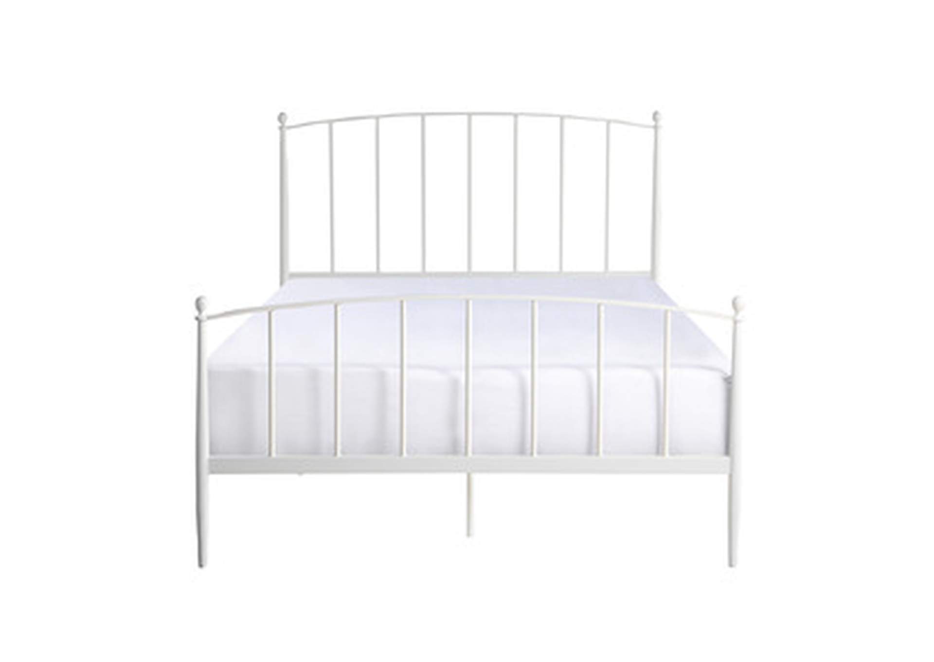 Queen Size Metal Bed, White,Homelegance