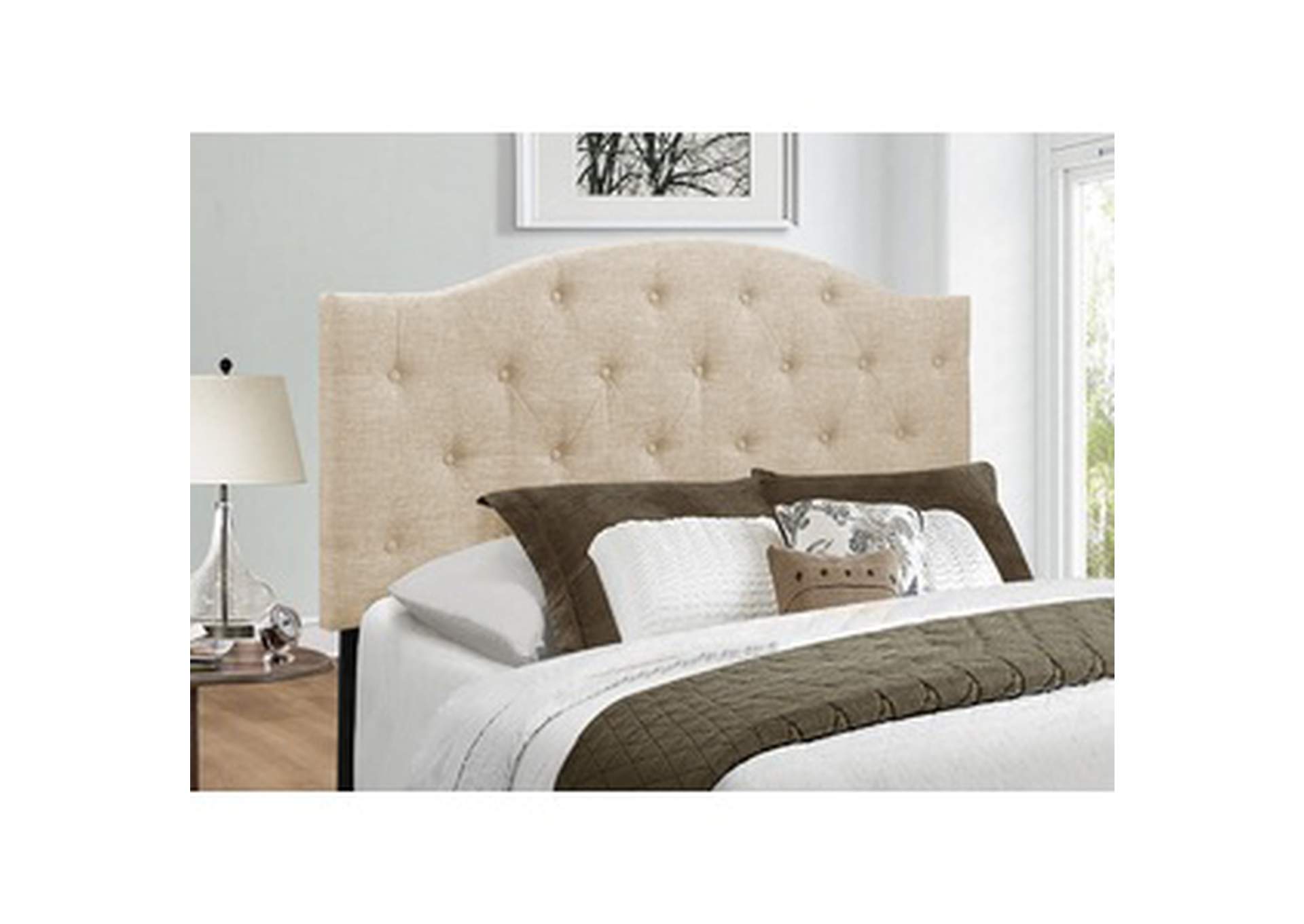 Beige Fabci Queen Headboard Only W/Beige Fabric,3A,Homelegance