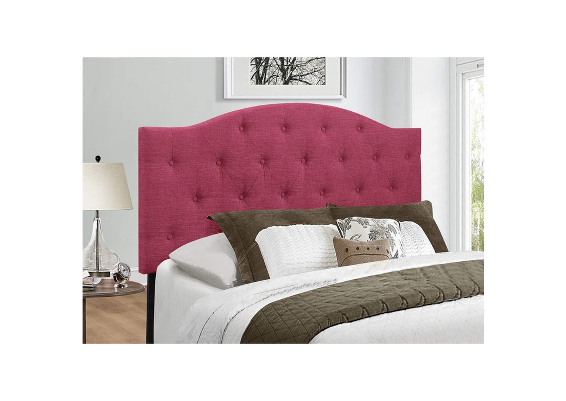 Pink Fabric Queen Headboard Only W/Pink Fabric,3A,Homelegance