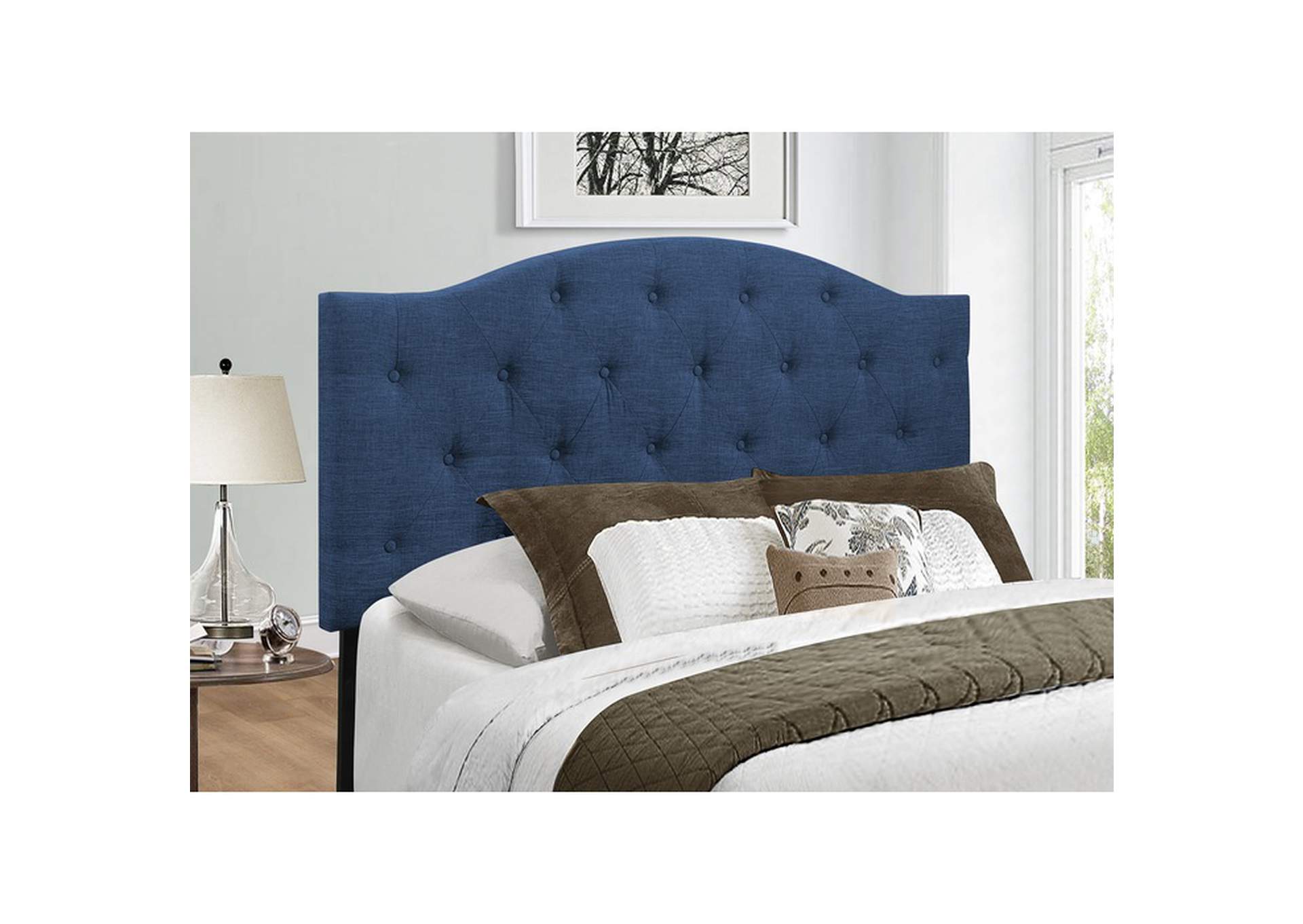 Blue Fabric Twin Headboard Only W/Blue Fabric,3A,Homelegance