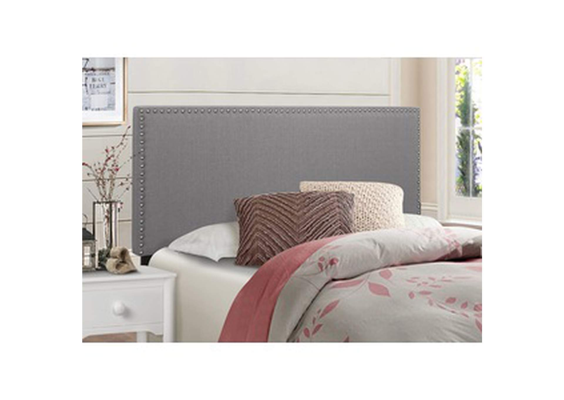 Grey Fabric Queen Headboard Only W/Grey Fabri,3A,Homelegance
