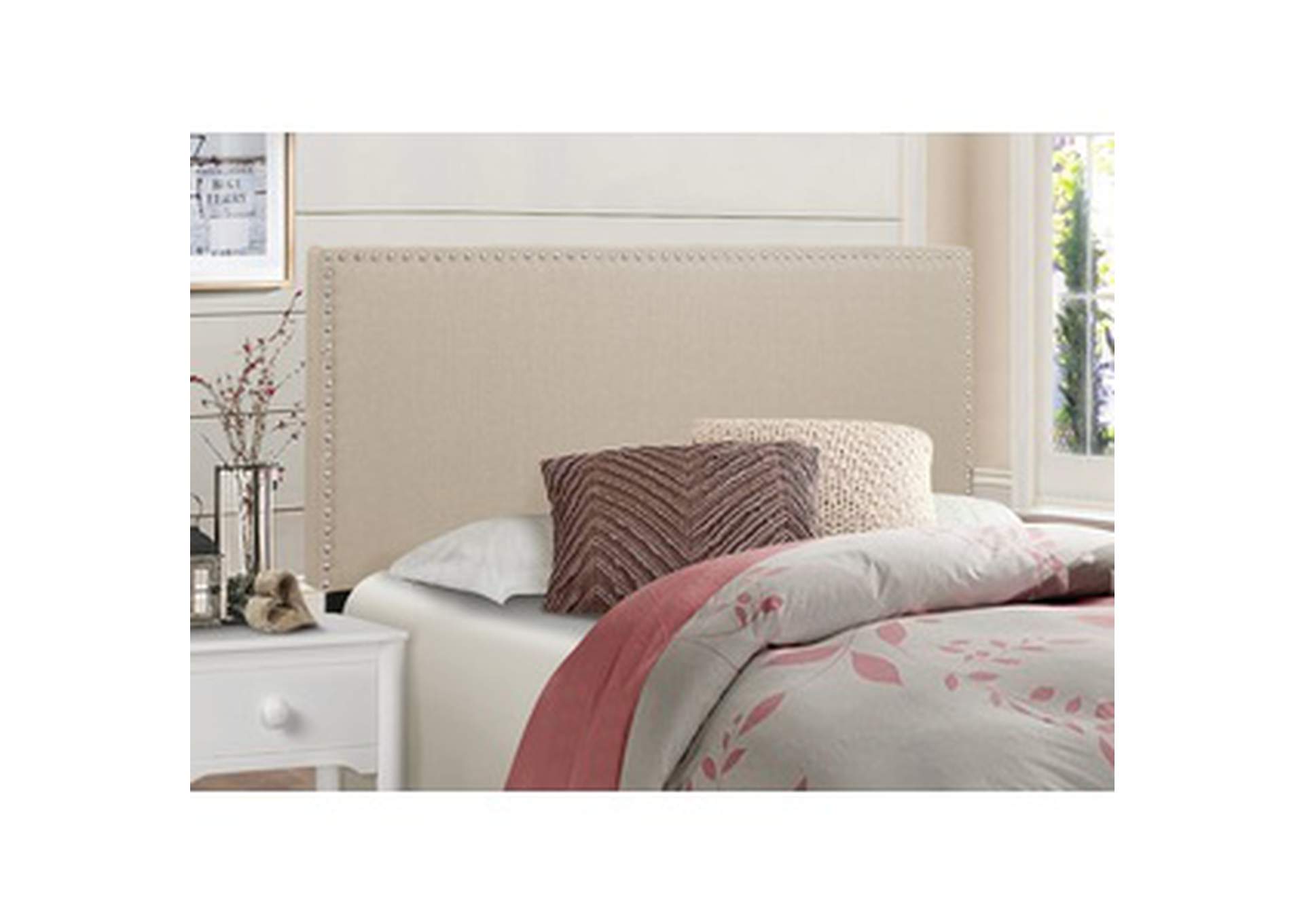 Beige Fabric King Headboard Only W/Beige Fabric,3A,Homelegance