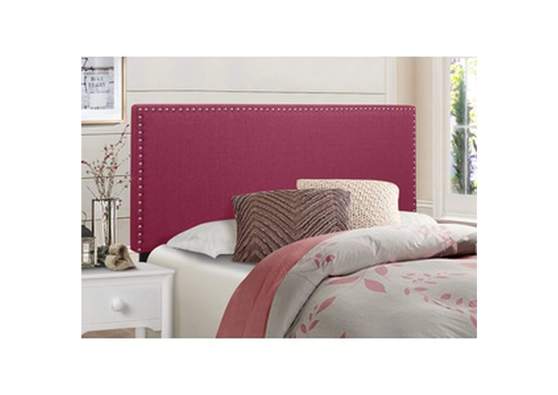Pink Fabric King Headboard Only W/Pink Fabric,3A,Homelegance