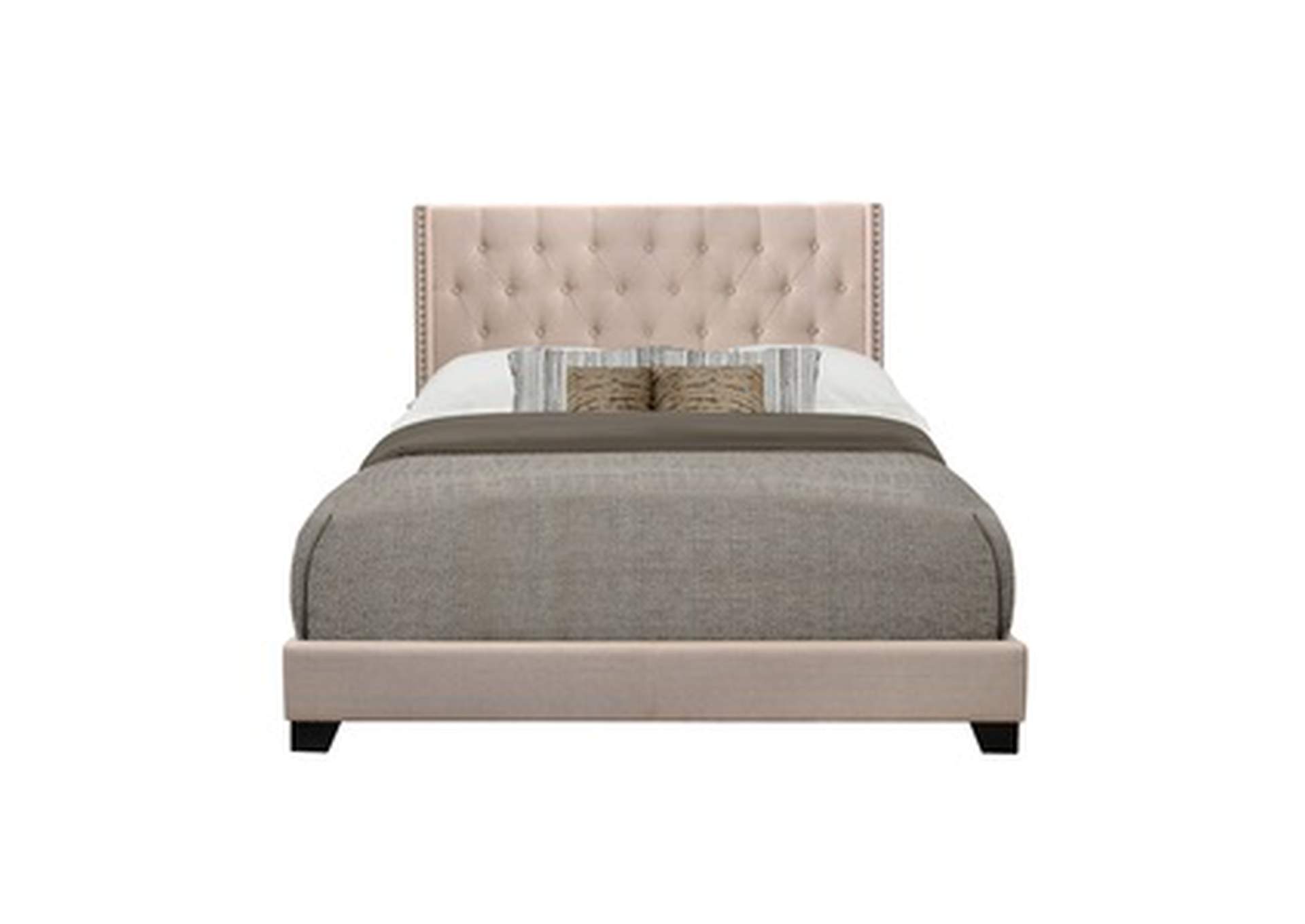 Beige Fabric Queen Bed W/Beige Fabric, 3A,Homelegance