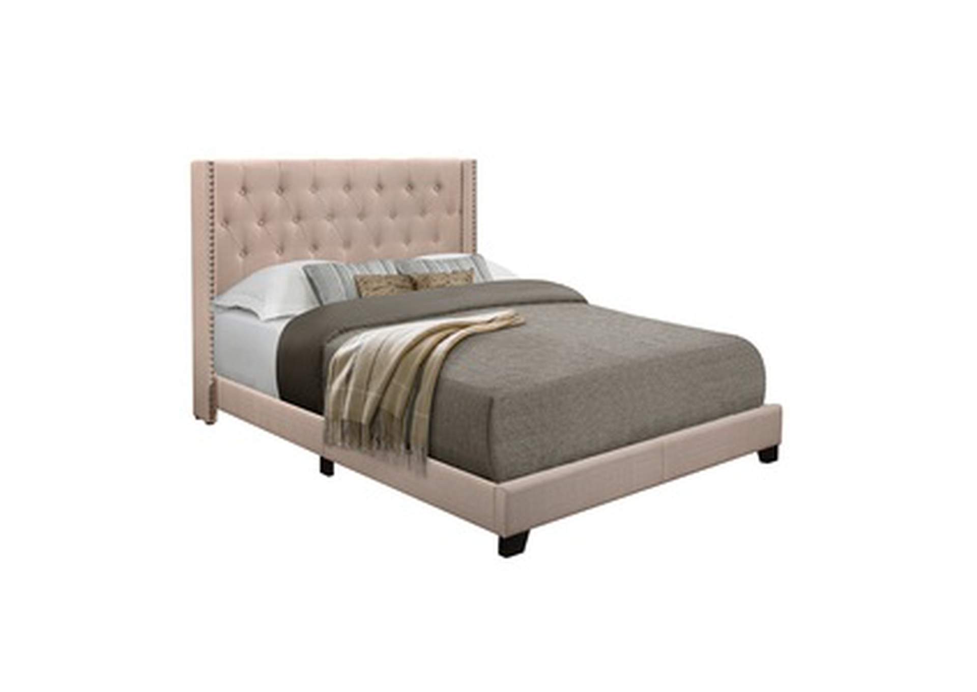 Beige Fabric Queen Bed W/Beige Fabric, 3A,Homelegance