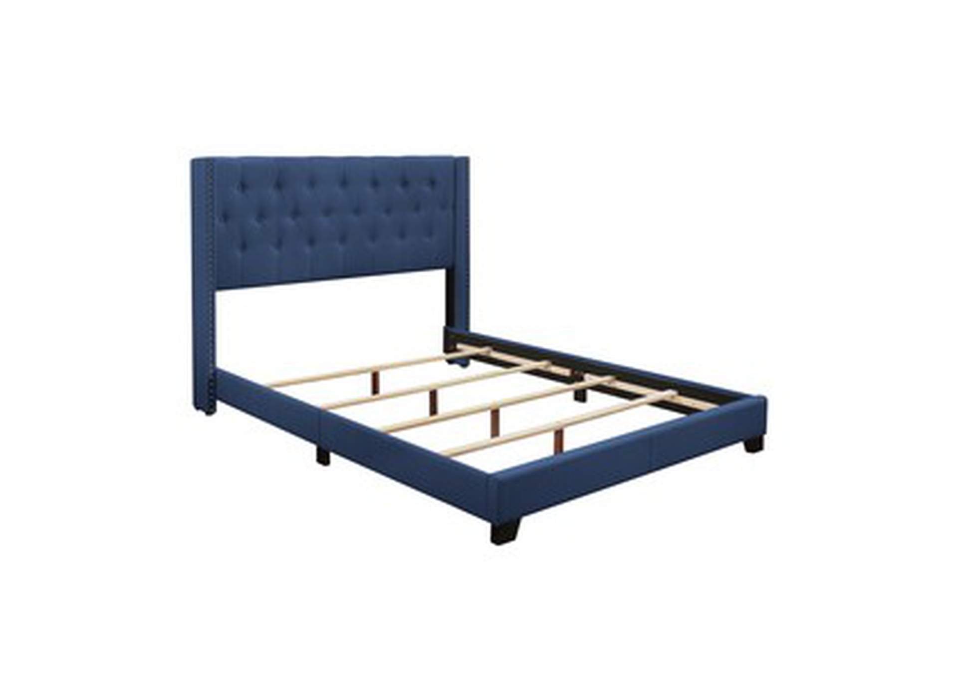 Blue Fabric Queen Bed W/Blue Fabric,Homelegance