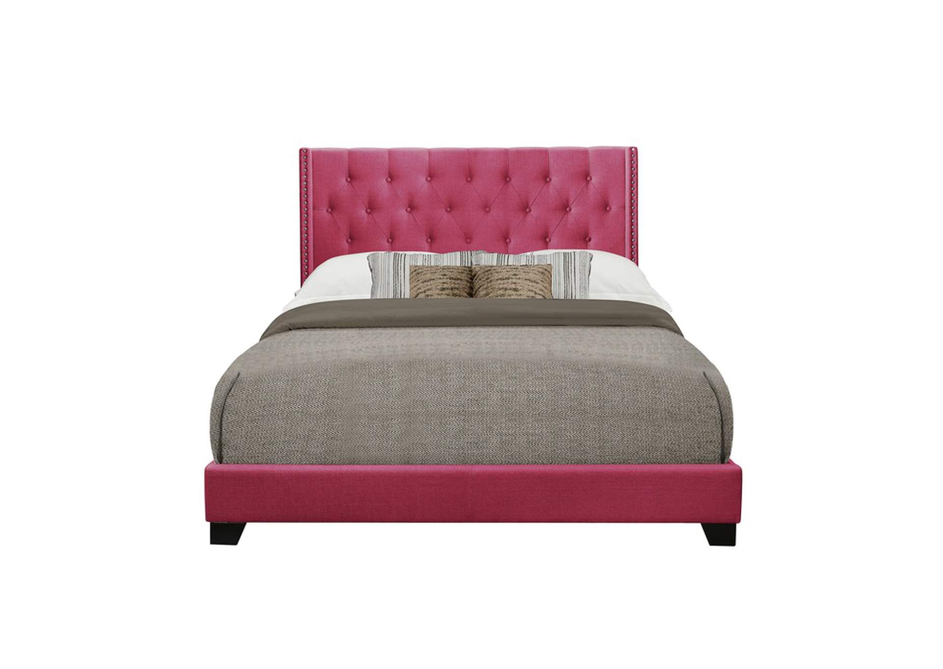 Pink Fabric Queen Bed W/Pink Fabric,Homelegance