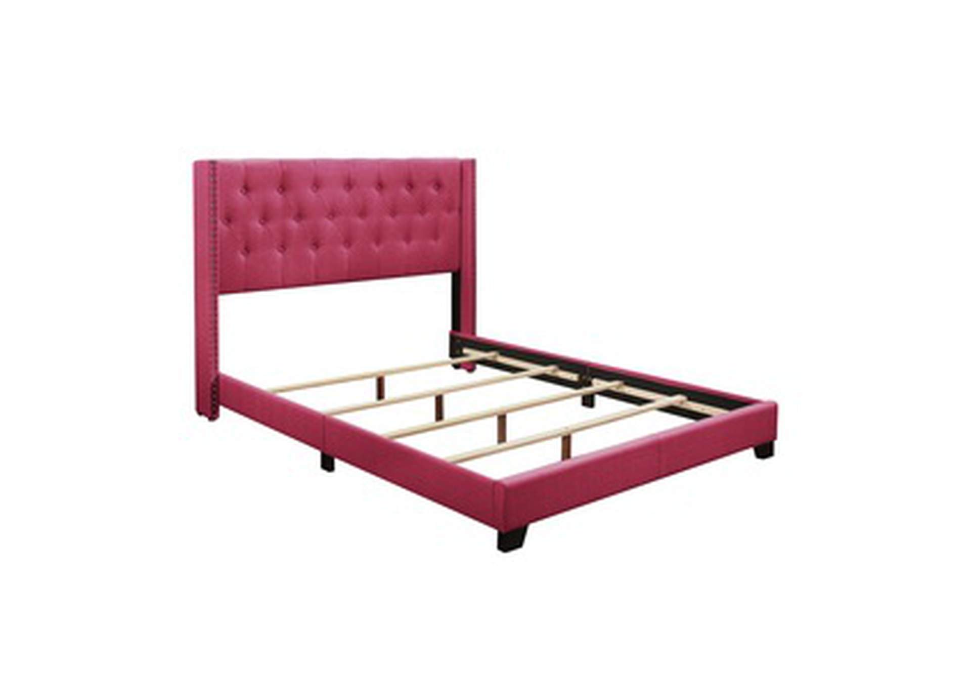 Pink Fabric Queen Bed W/Pink Fabric,Homelegance
