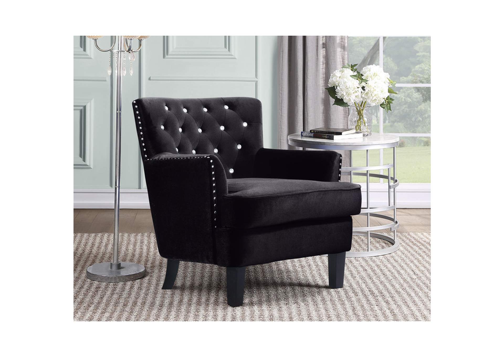 black velvet Accent Chair, Black Velvet,Homelegance