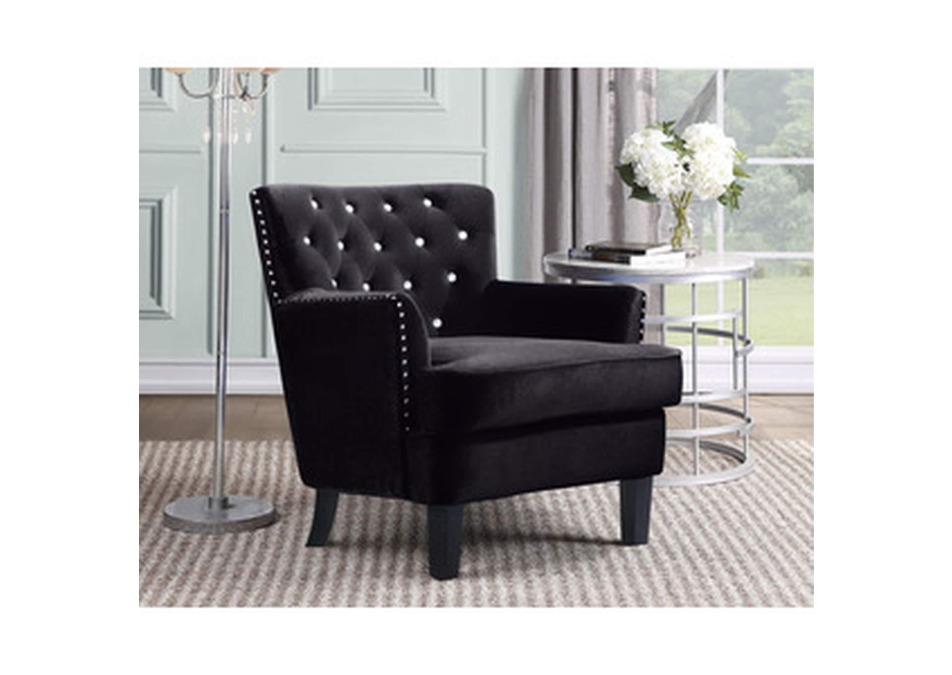 black velvet Accent Chair, Black Velvet,Homelegance
