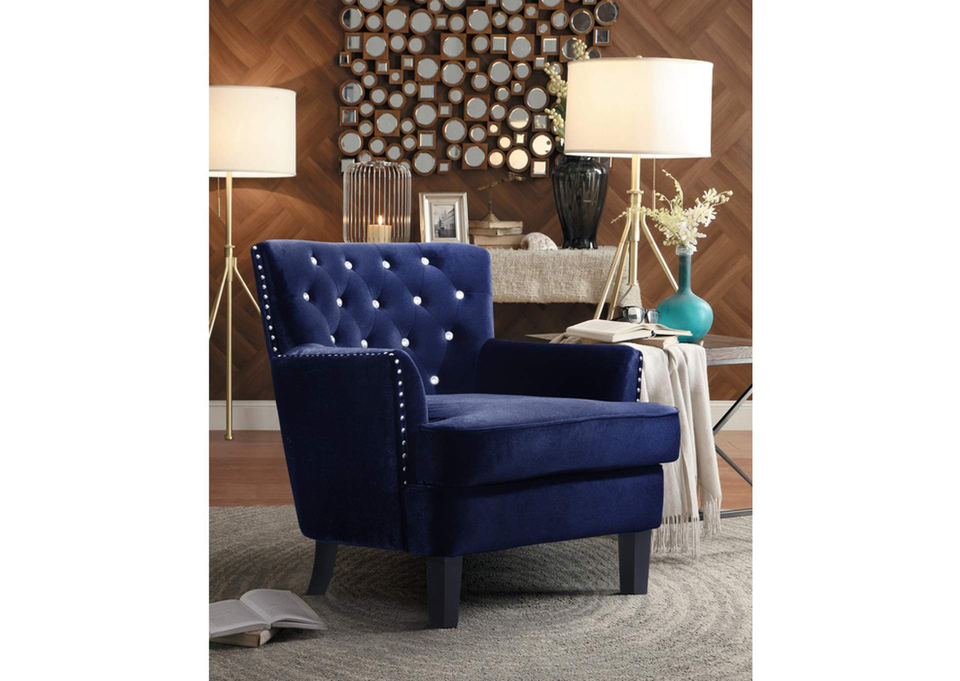 blue velvet Accent Chair, Blue Velvet,Homelegance