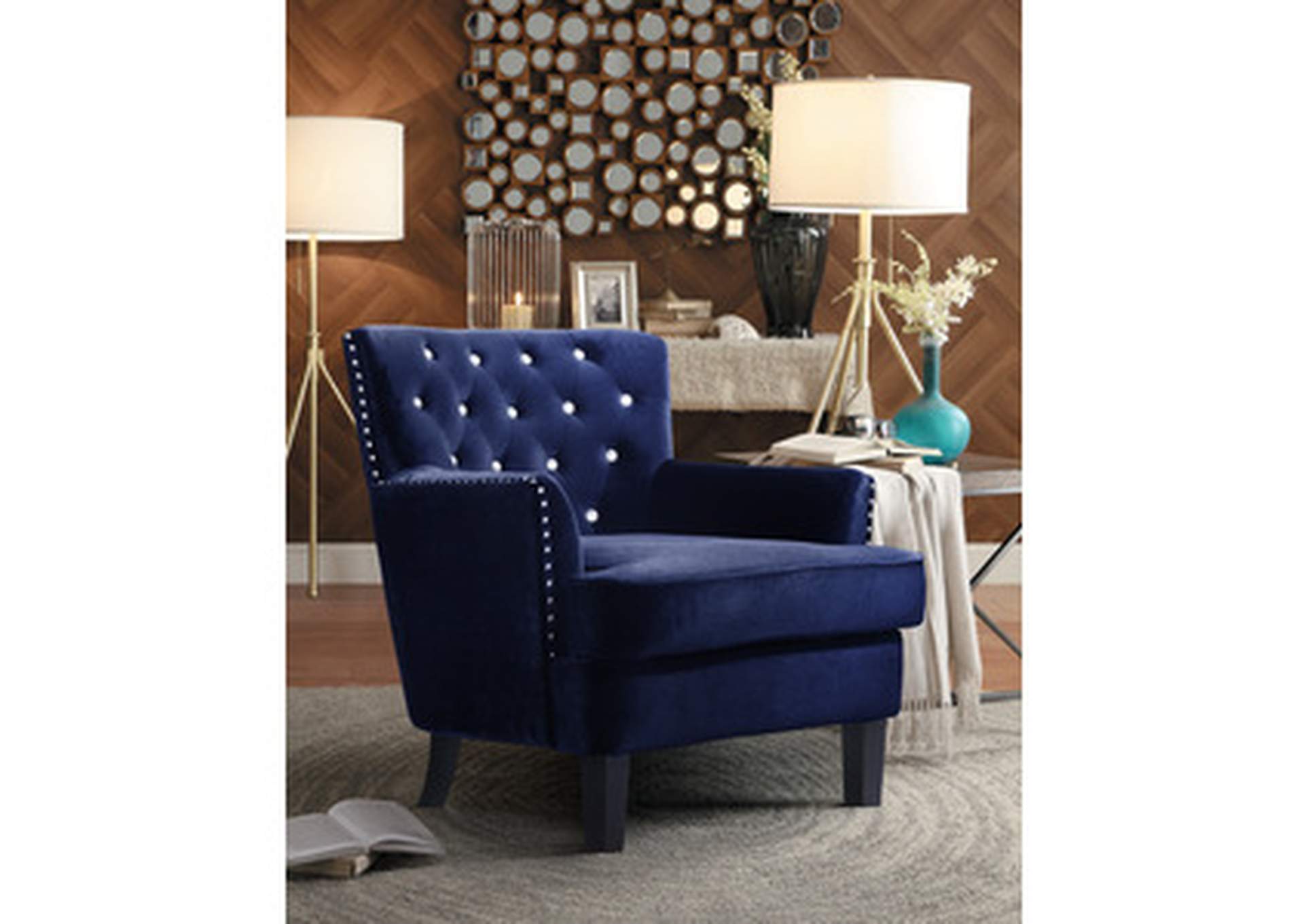 blue velvet Accent Chair, Blue Velvet,Homelegance