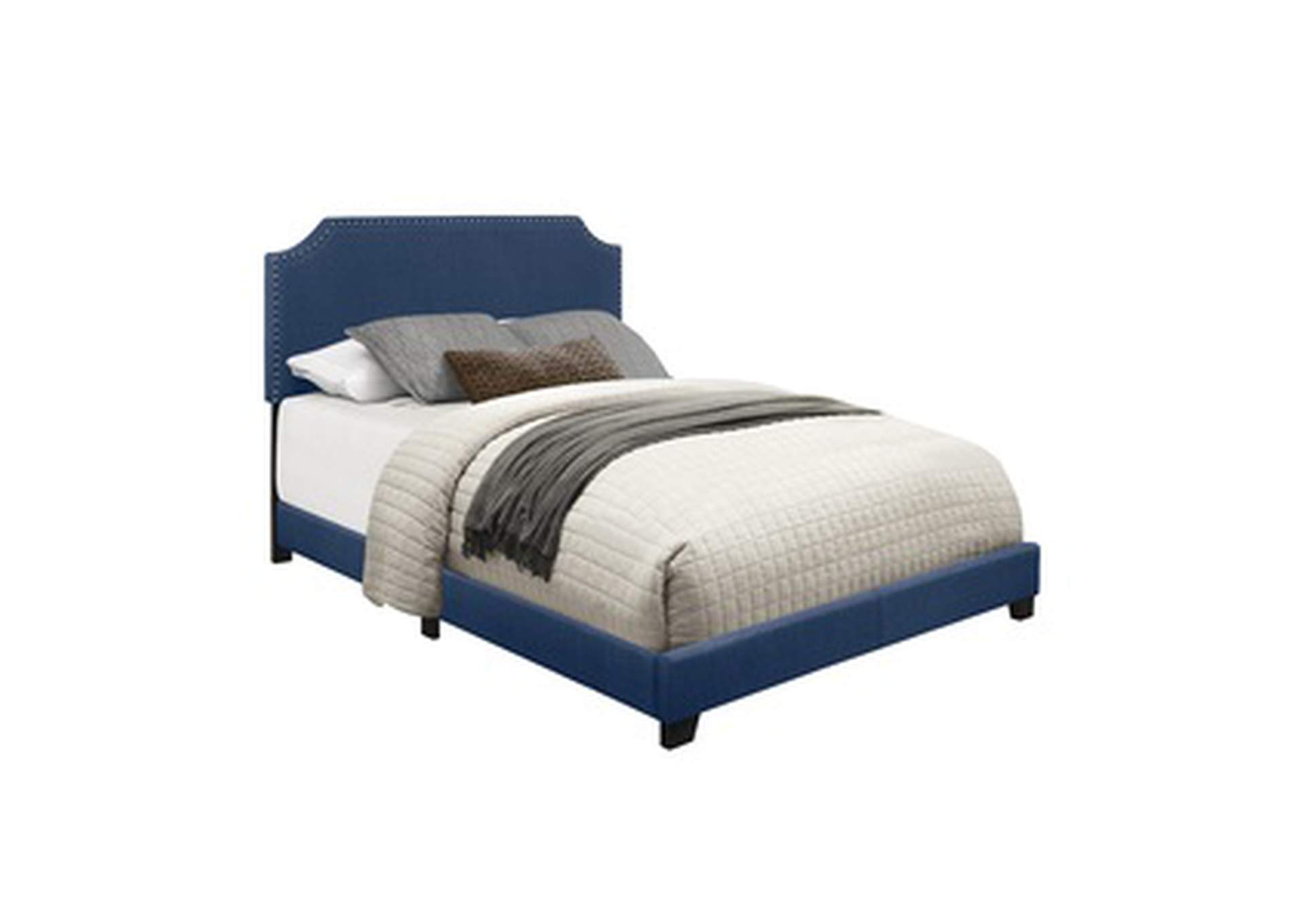 Blue Fabric Queen Bed W/Blue Fabric,3A,Homelegance