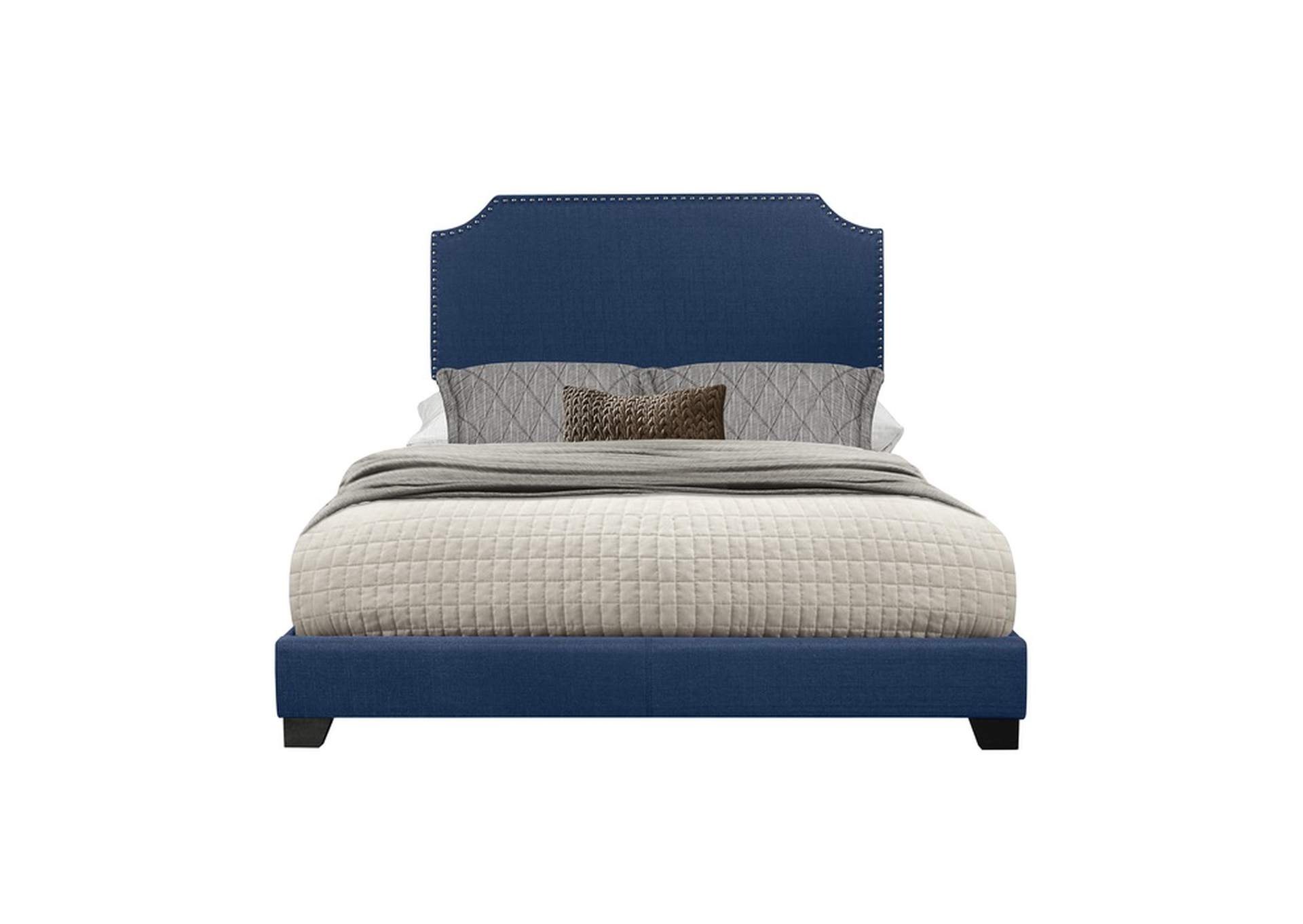 Blue Fabric King Bed W/Blue Fabric,3A,Homelegance