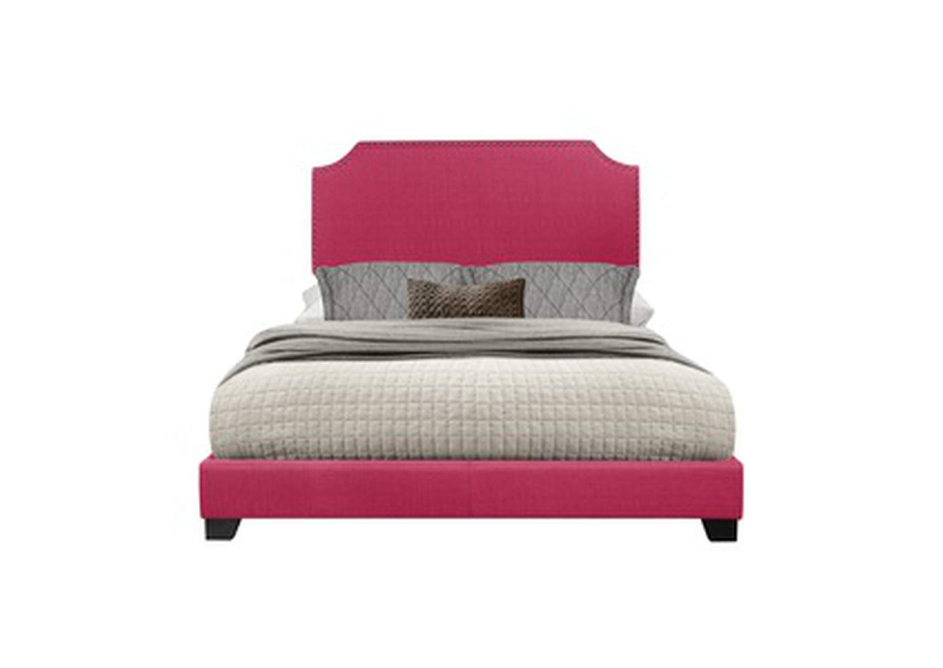 Pink Fabric King Bed W/Pink Fabric,3A,Homelegance