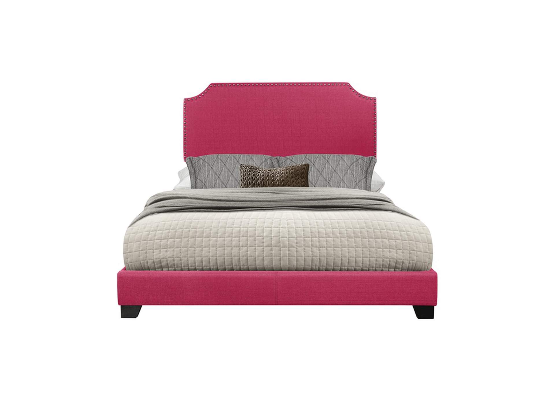 Pink Fabric Queen Bed W/Pink Fabric,3A,Homelegance