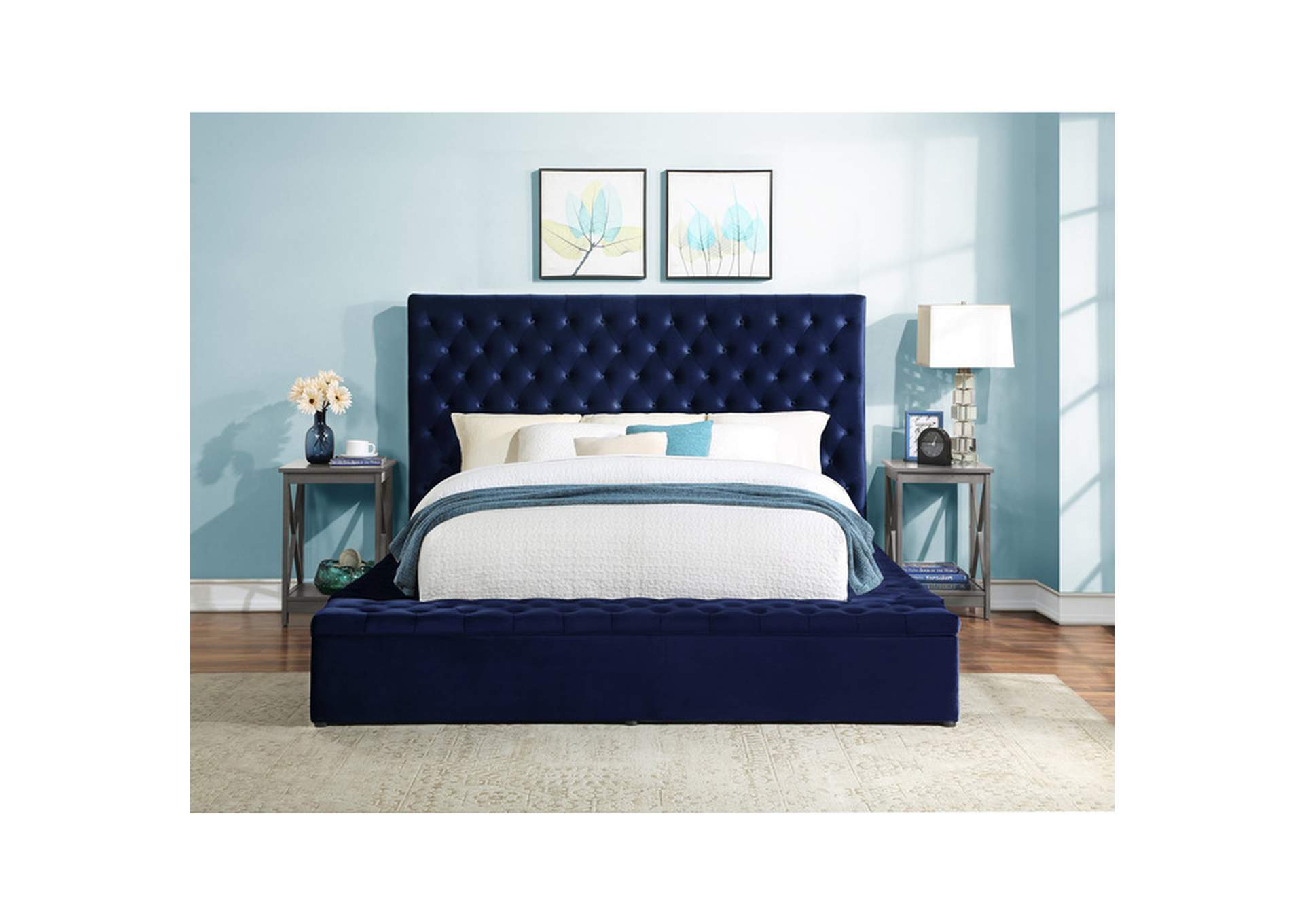 Apex Queen Uphl Bed,Homelegance