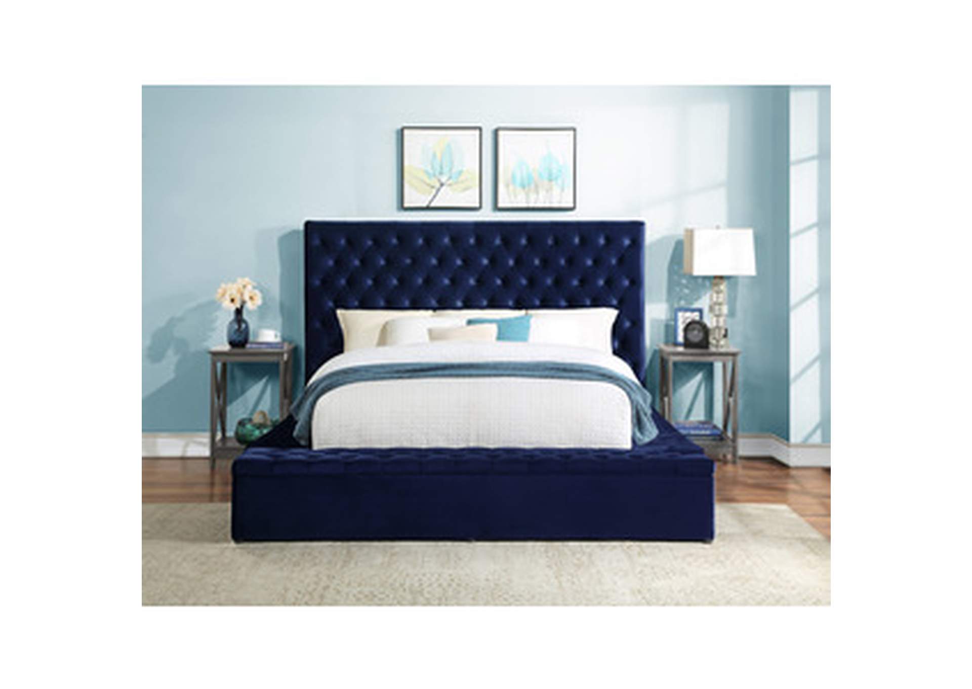 Apex Queen Uphl Bed,Homelegance