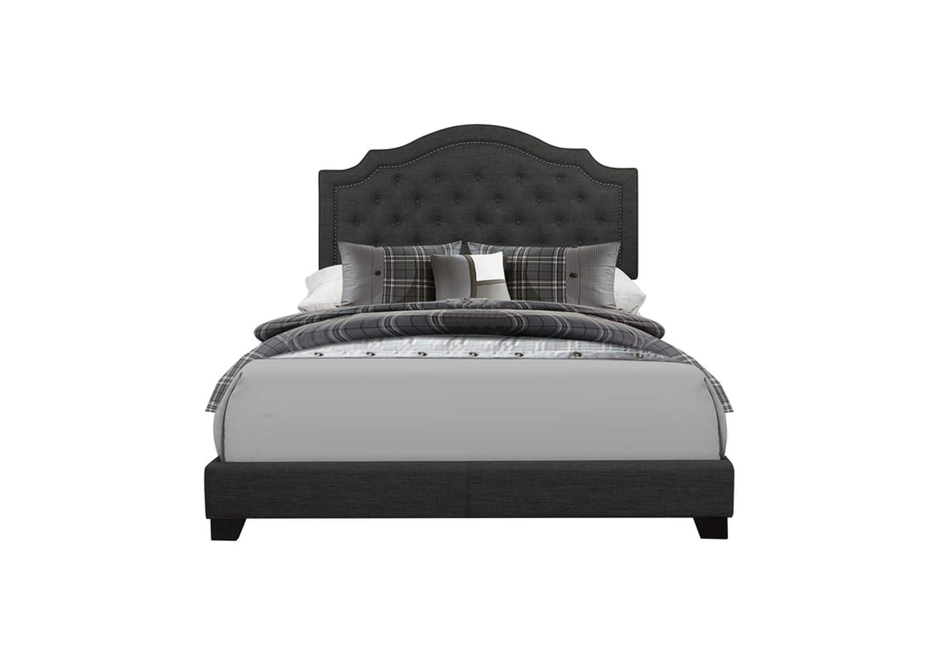 Dark Grey Fabric Queen Bed W/Dark Grey Fabric,Homelegance