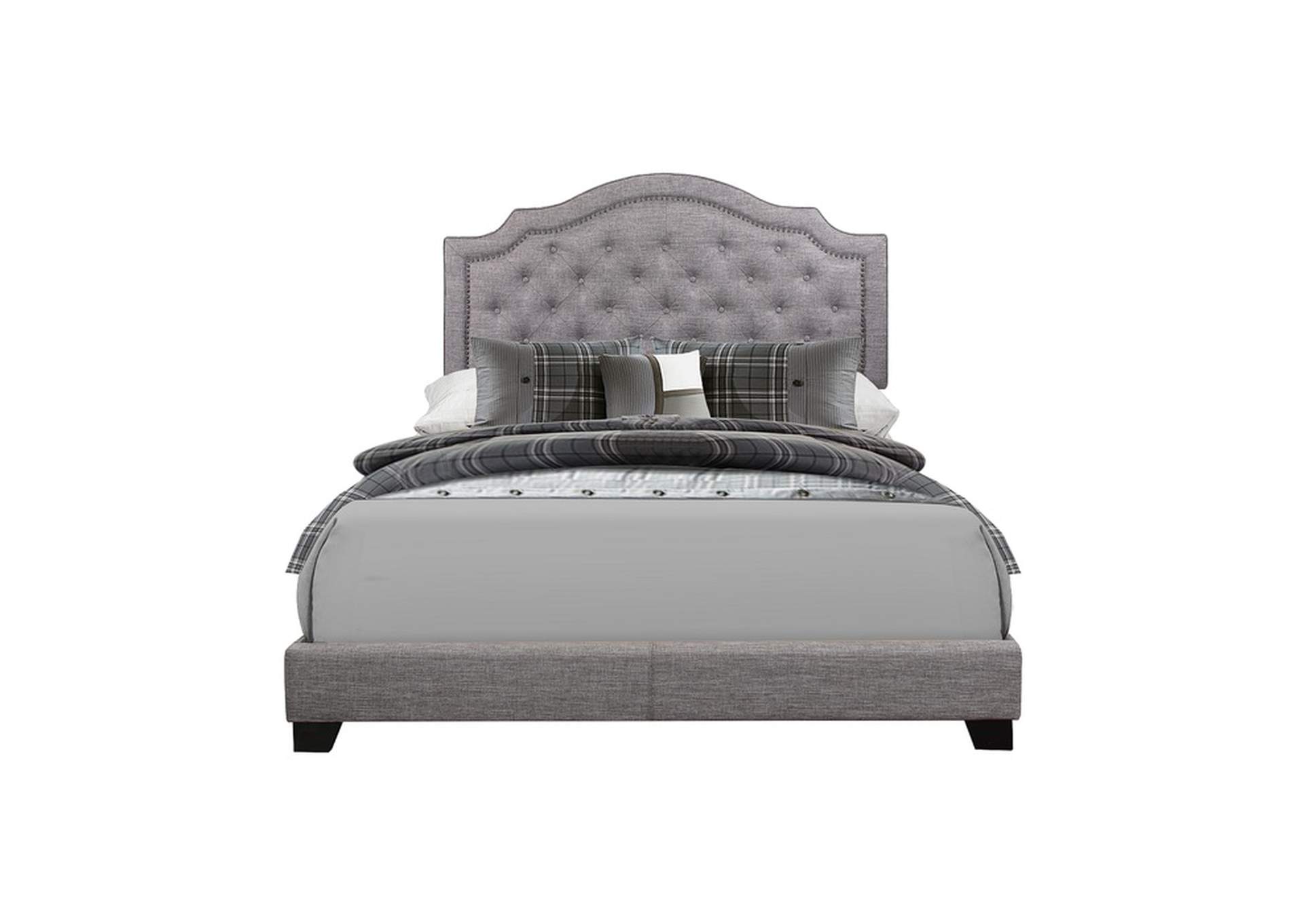 Grey Fabric Queen Bed W/Grey Fabric,Homelegance