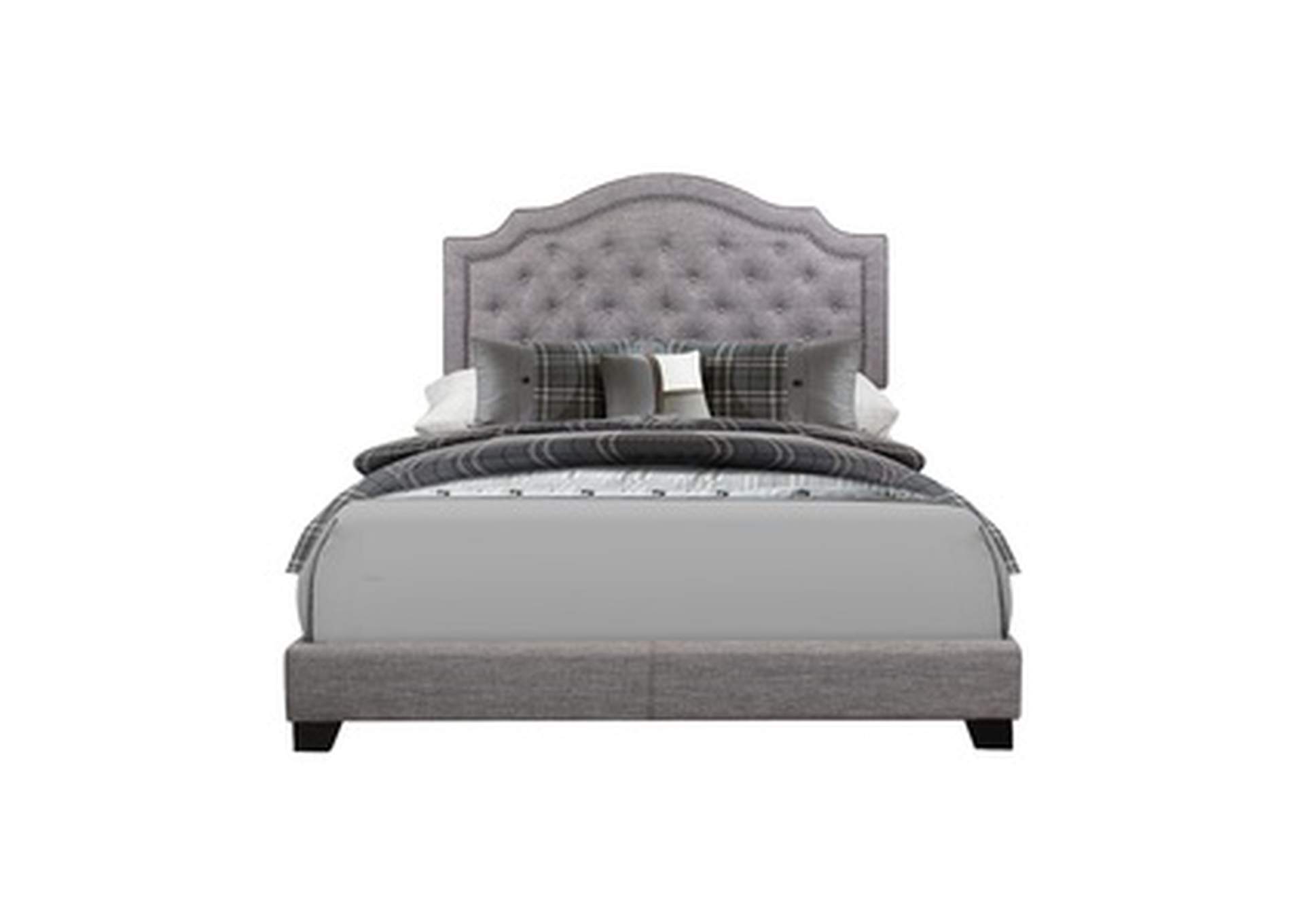 Grey Fabric Queen Bed W/Grey Fabric,Homelegance
