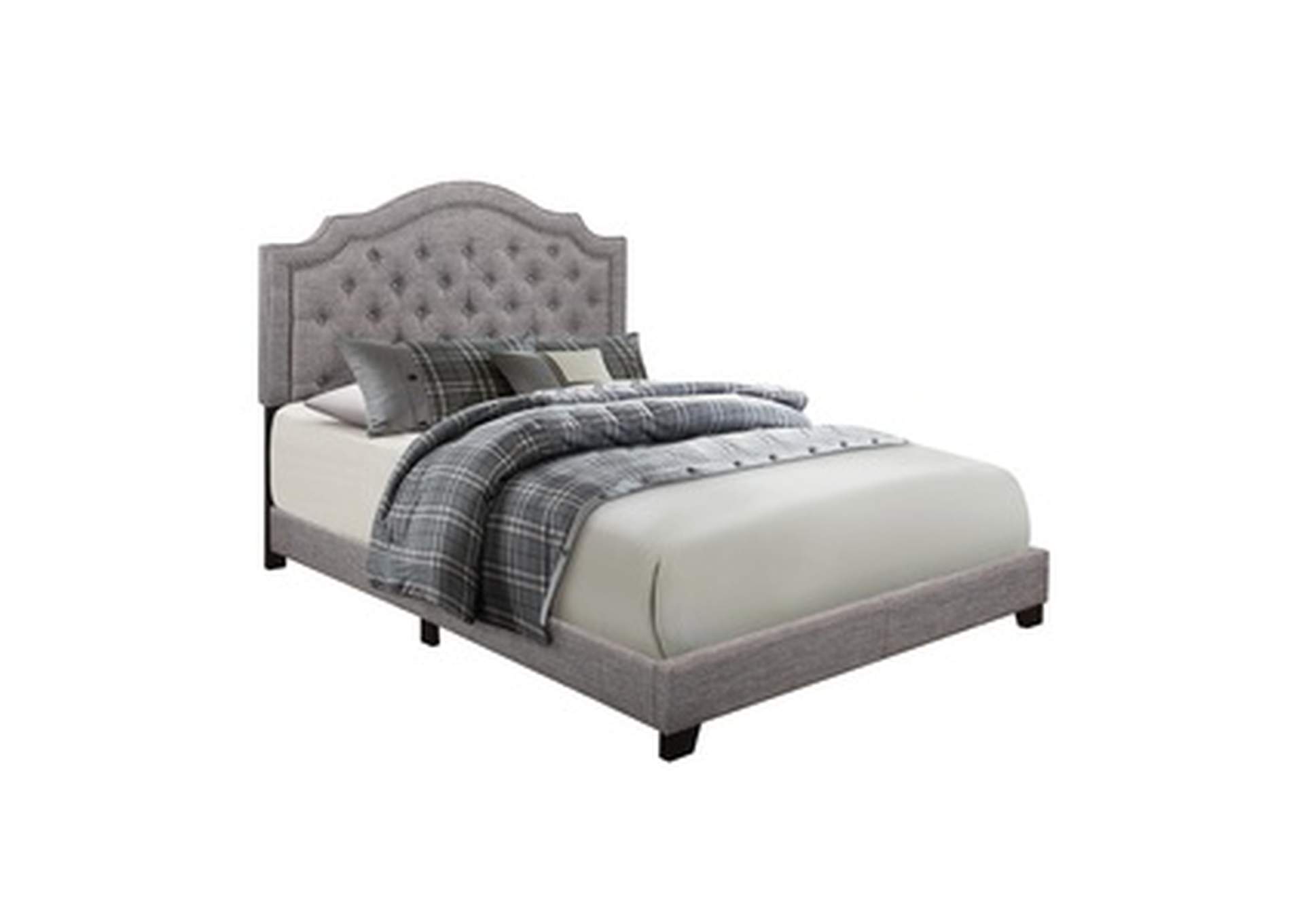 Grey Fabric Queen Bed W/Grey Fabric,Homelegance