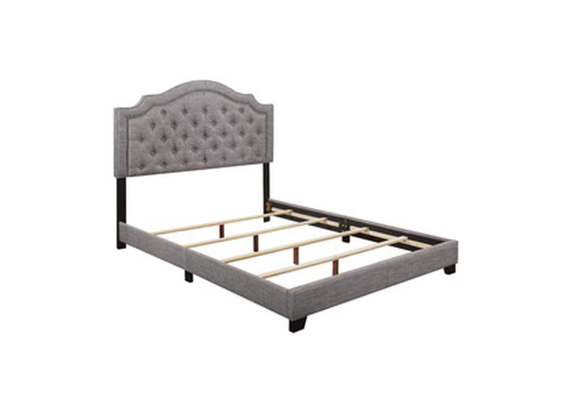 Grey Fabric Queen Bed W/Grey Fabric,Homelegance