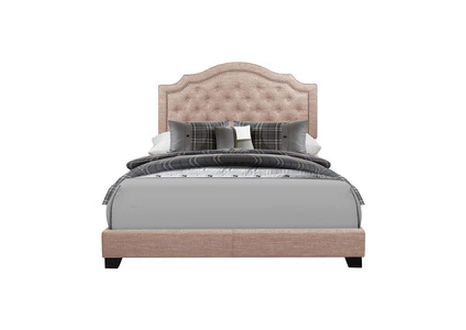 Beige Fabric King Bed W/Beige Fabric,Homelegance