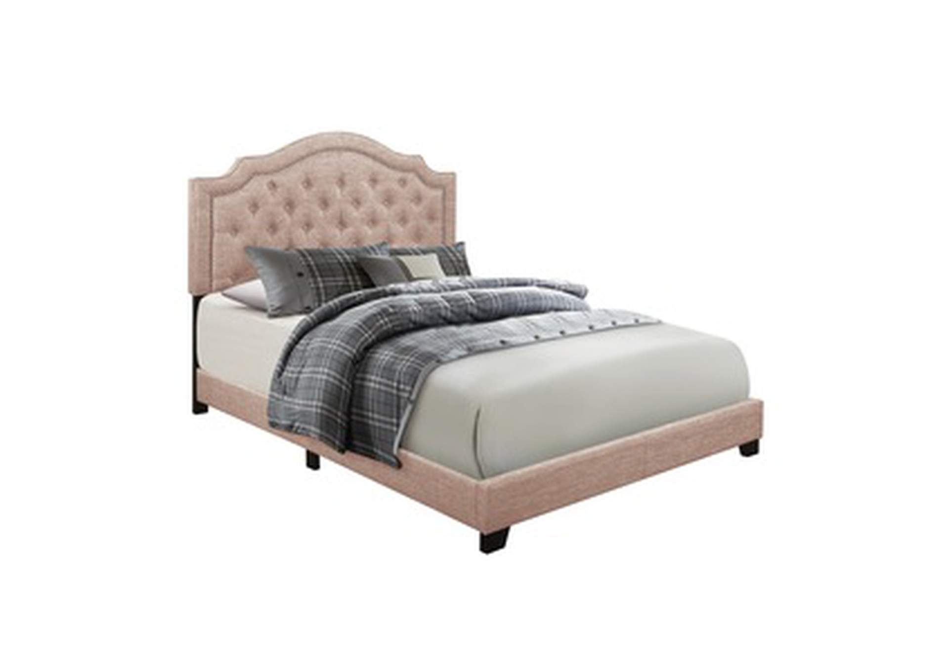 Beige Fabric King Bed W/Beige Fabric,Homelegance
