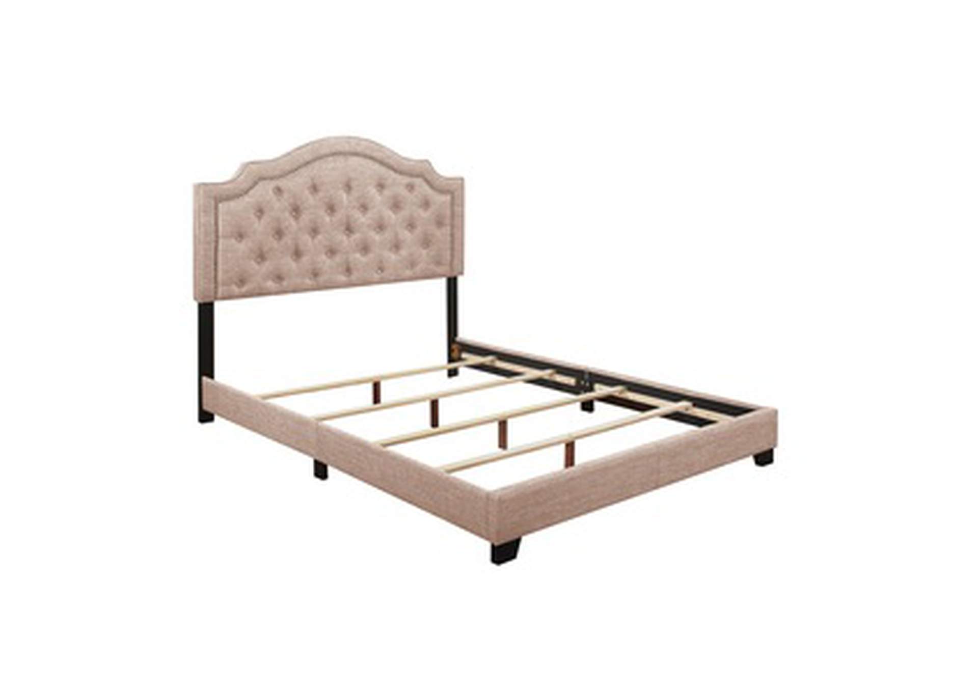 Beige Fabric King Bed W/Beige Fabric,Homelegance