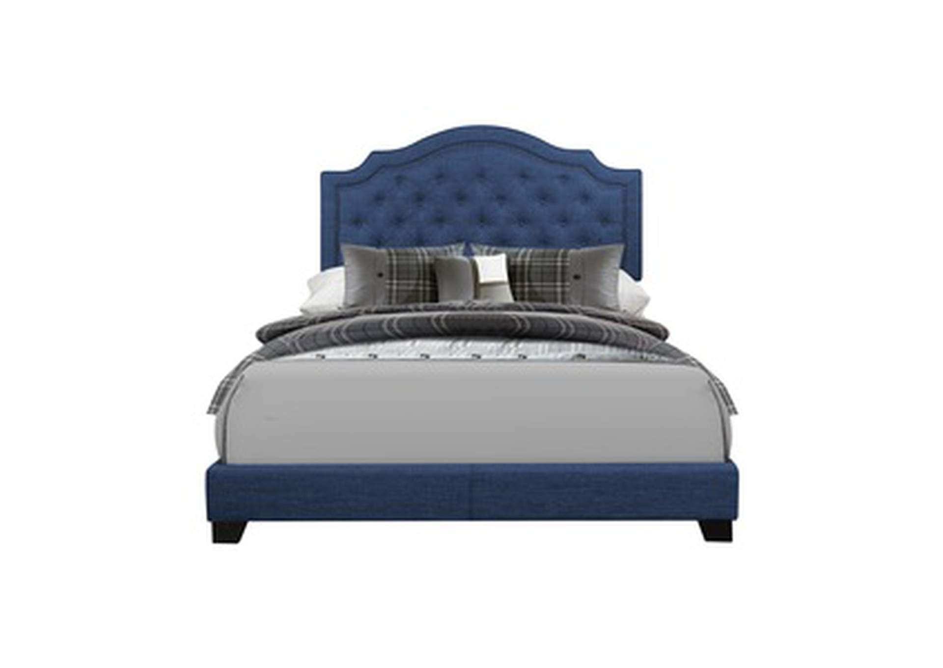 Blue Fabric King Bed W/Blue Fabric,Homelegance