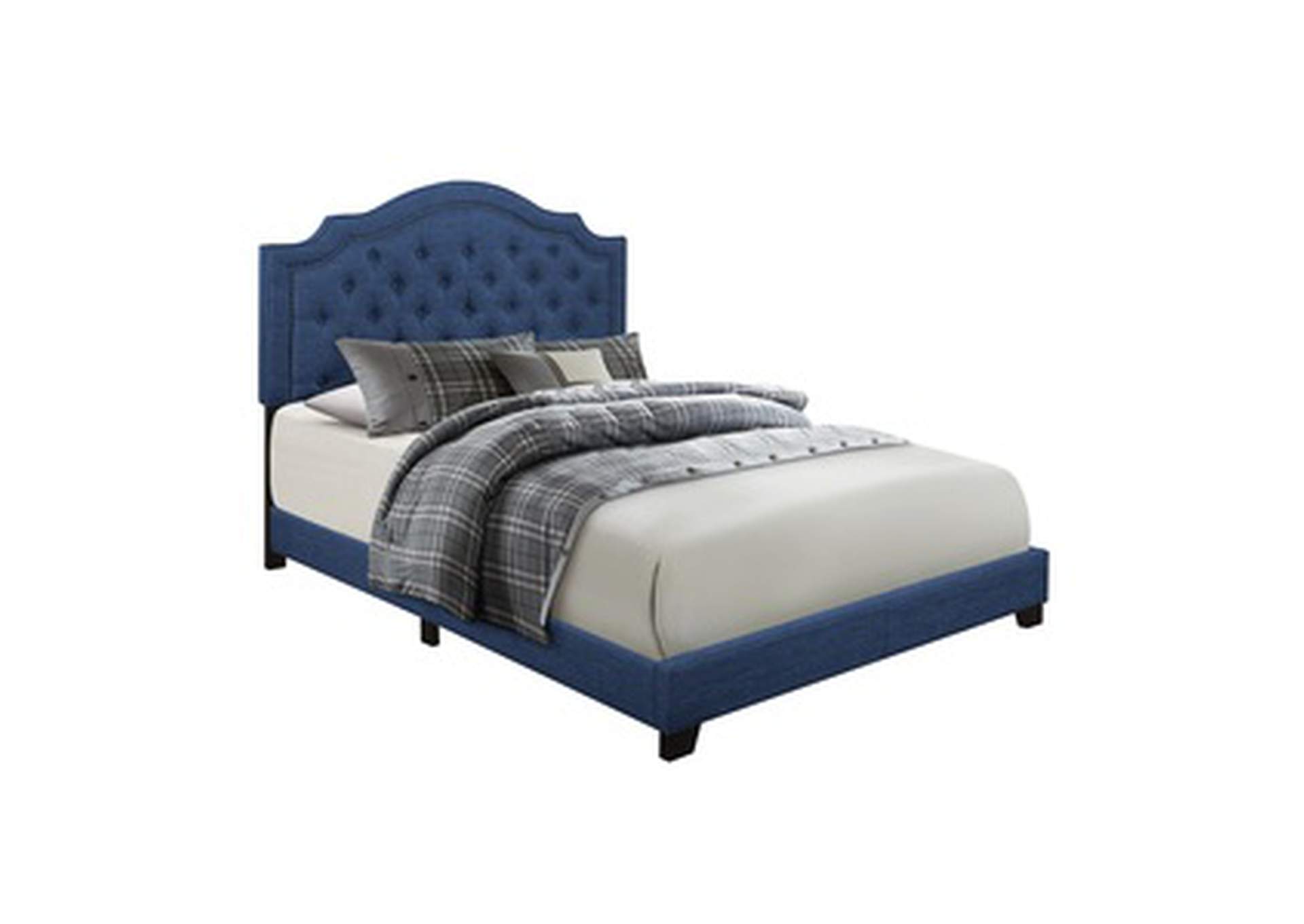 Blue Fabric King Bed W/Blue Fabric,Homelegance