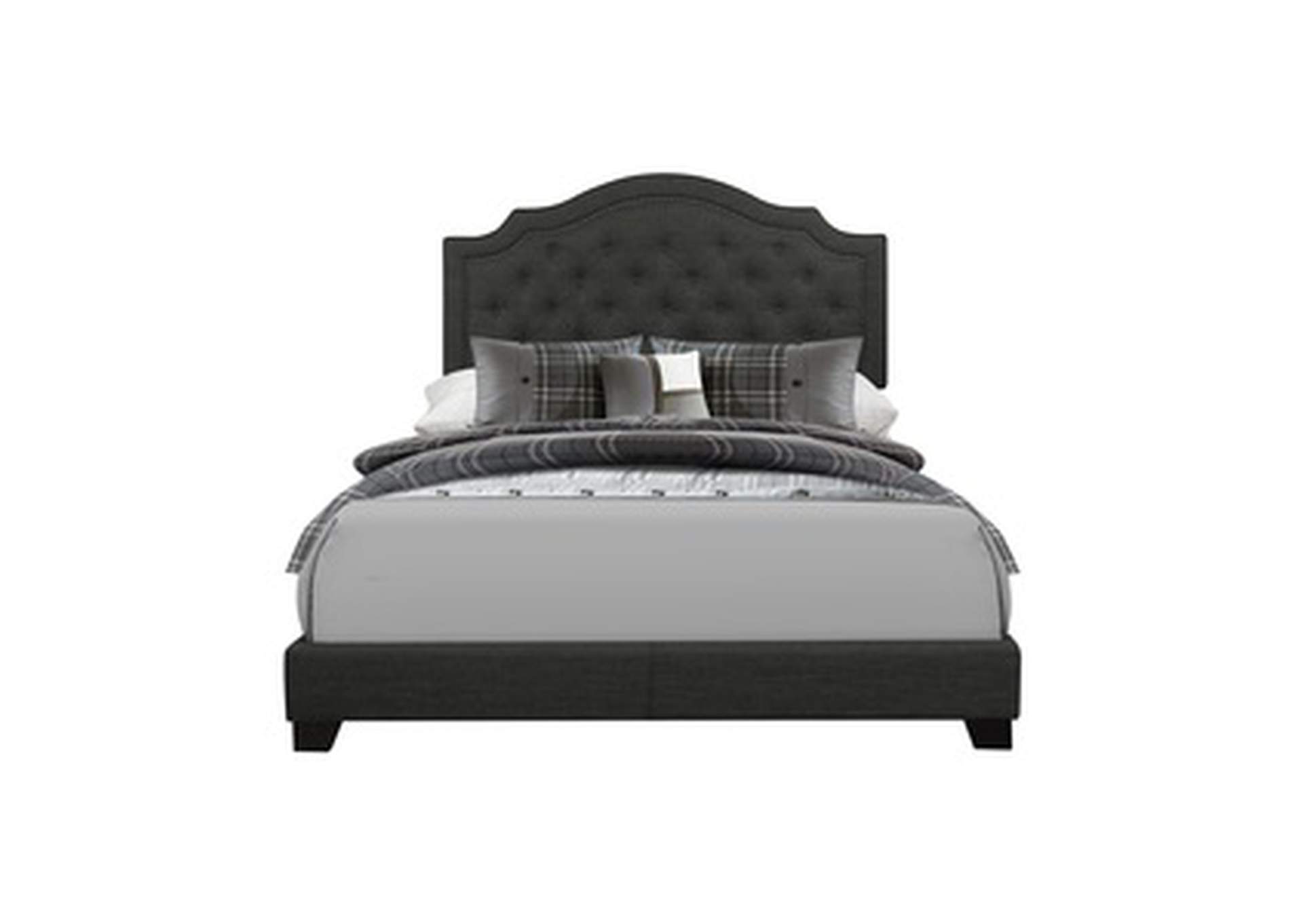 Dark Grey Fabric King Bed W/Dark Grey Fabric,Homelegance