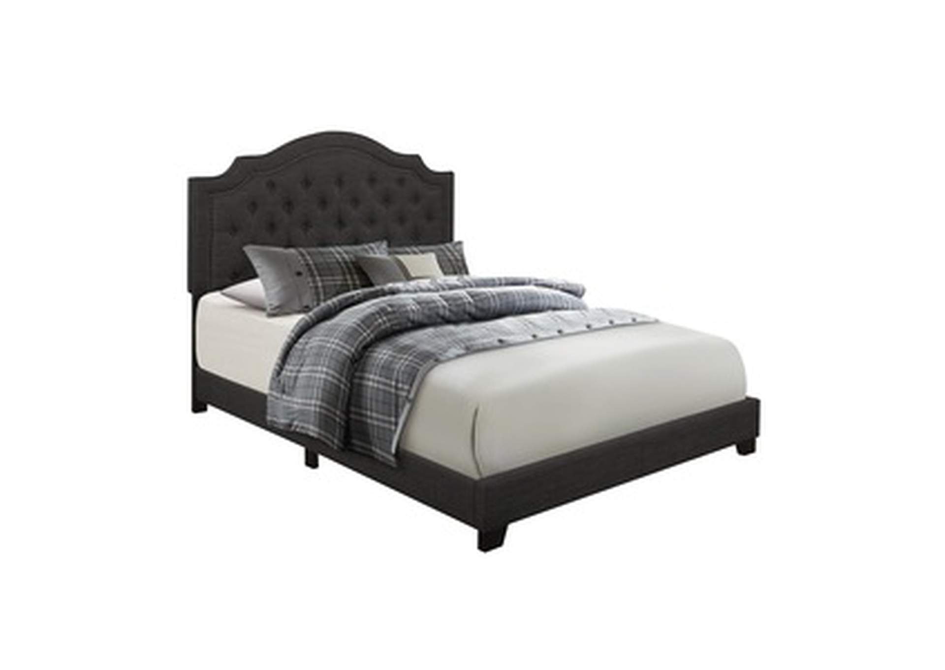 Dark Grey Fabric King Bed W/Dark Grey Fabric,Homelegance