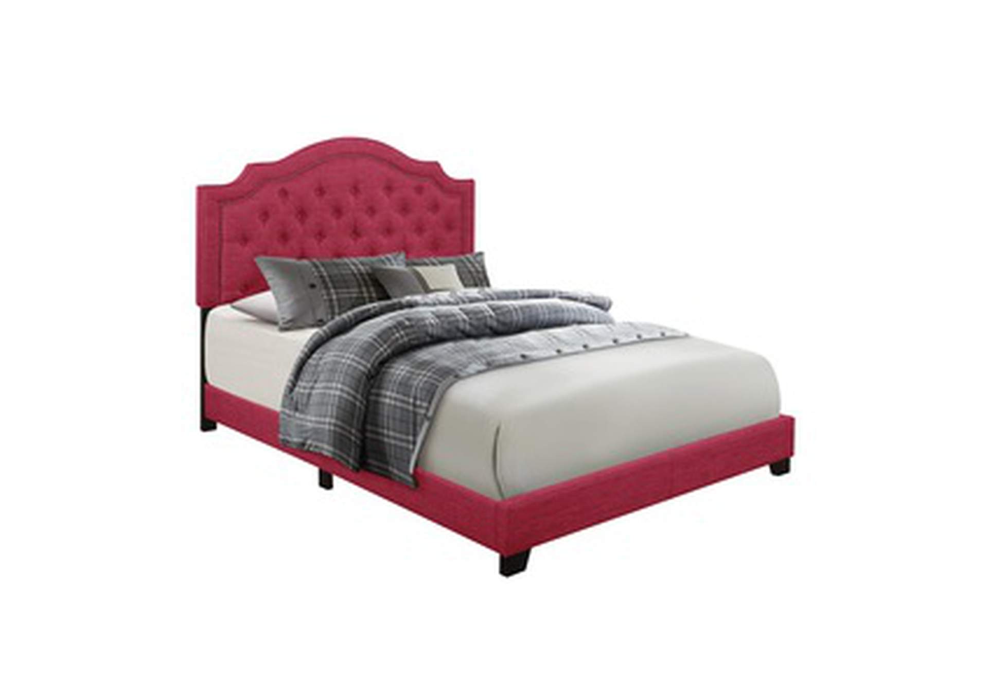 Pink Fabric King Bed W/Pink Fabric,Homelegance