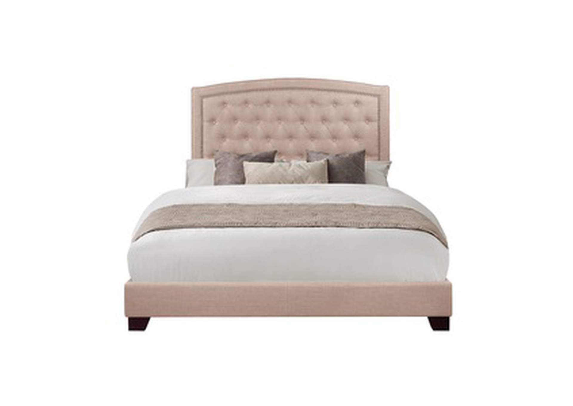 Beige Fabric Queen Bed W/Beige Fabric,Homelegance
