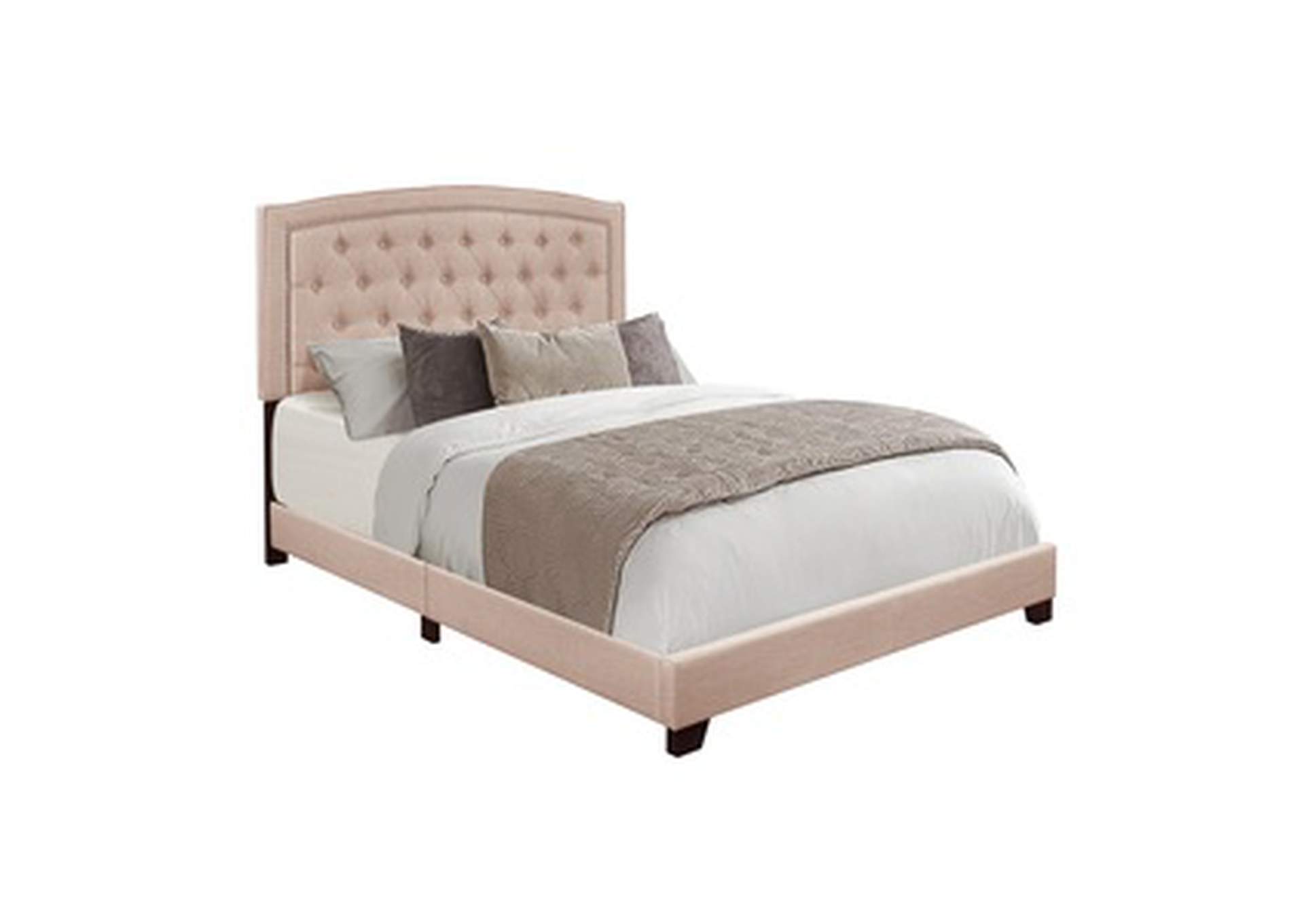 Beige Fabric Queen Bed W/Beige Fabric,Homelegance