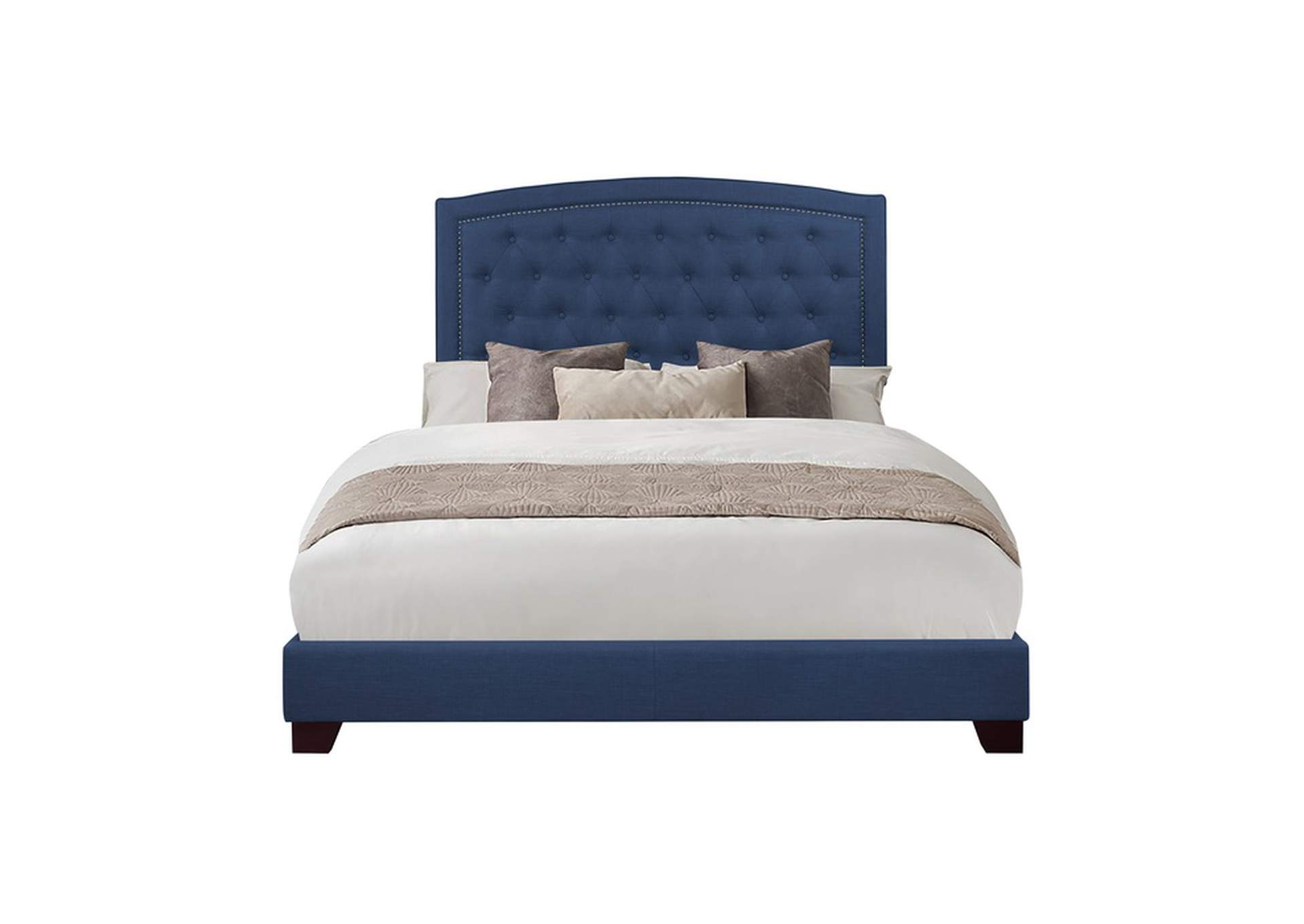 Blue Fabric Queen Bed W/Blue Fabric,Homelegance
