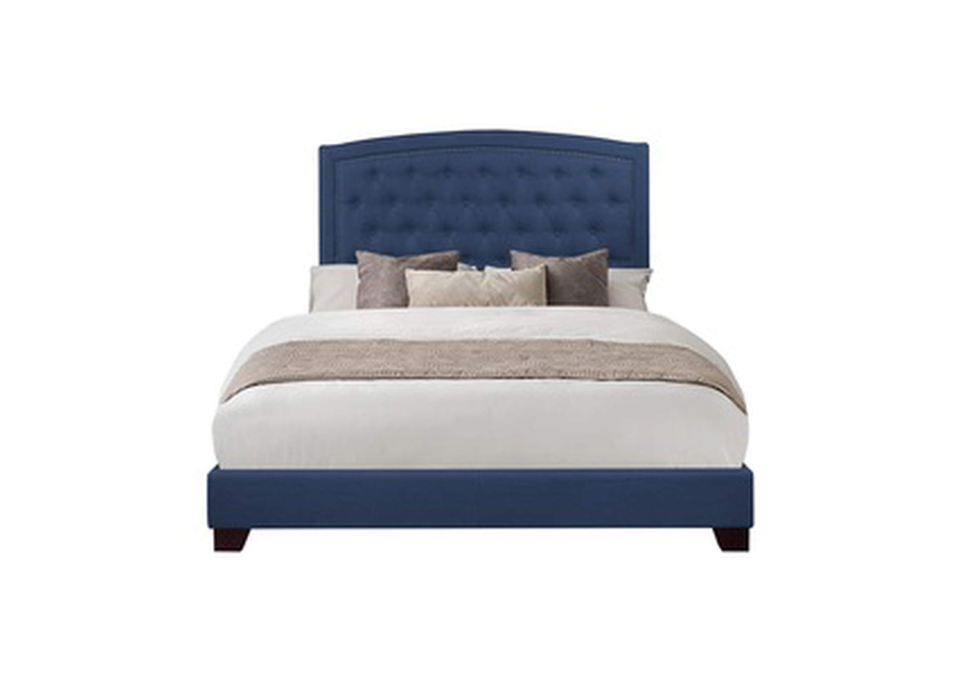 Blue Fabric Queen Bed W/Blue Fabric,Homelegance